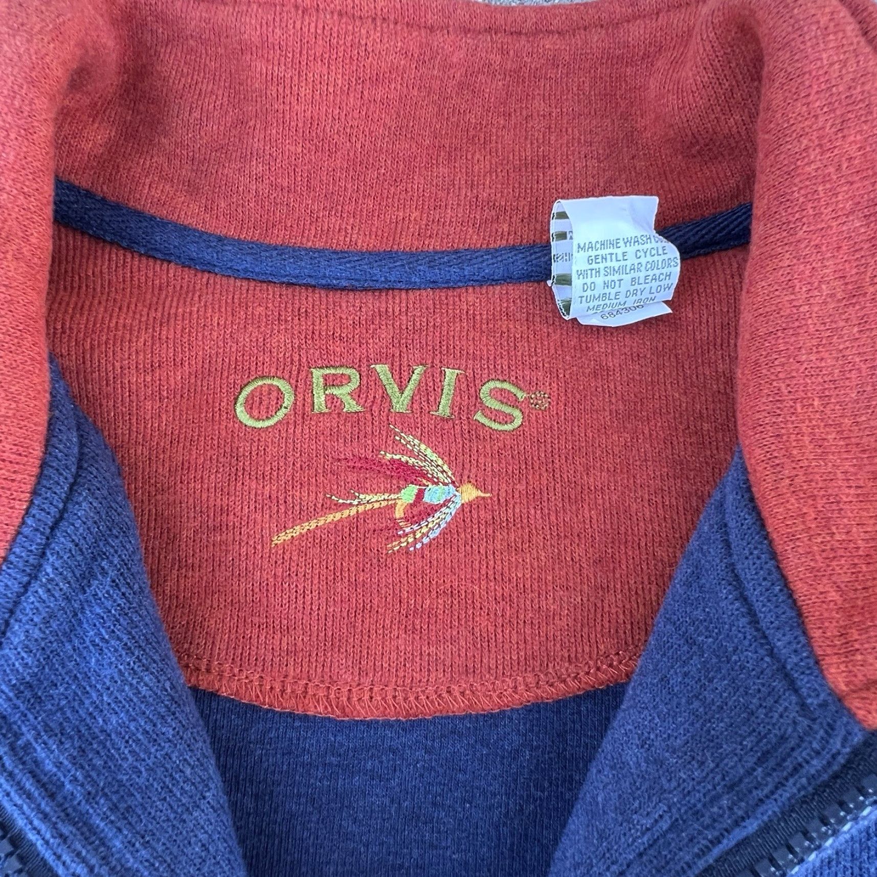 Orvis VINTAGE Orvis Sweater Pullover Long Sleeve Casual Men Size Large Blue Cotton Knit Logo 1/4 Zip Winter Fall Spring Size US L / EU 52-54 / 3 - 3 Thumbnail