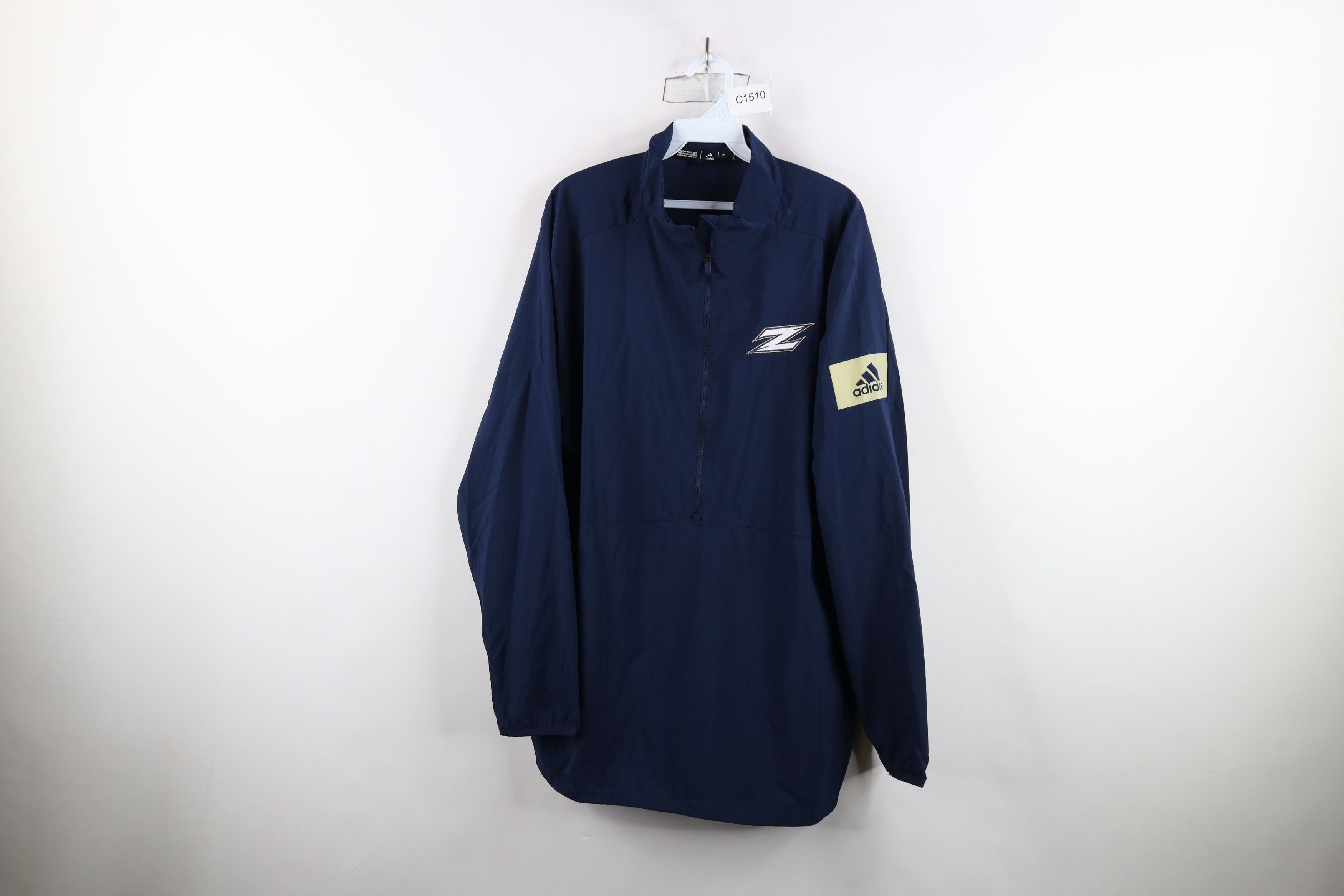 Adidas × Vintage Adidas University of Akron Baseball Half Zip Jacket Blue Size US L / EU 52-54 / 3 - 1 Thumbnail