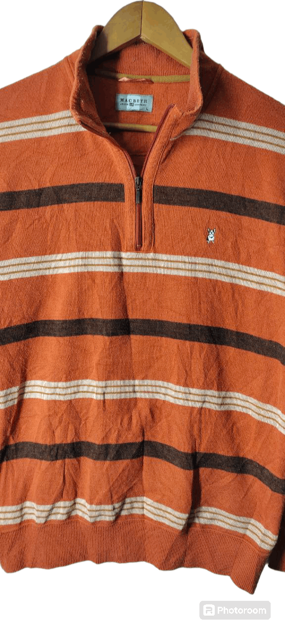 Macbeth MACBETH USA STRIPE HALF ZIPPER PULLOVER JACKET Size US L / EU 52-54 / 3 - 4 Thumbnail