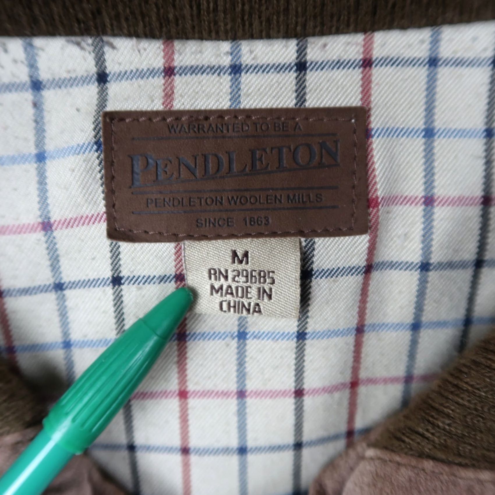 Pendleton Pendleton Mens Suede Leather Bomber Jacket Brown Full Zip Plaid Lined M Size US M / EU 48-50 / 2 - 7 Thumbnail