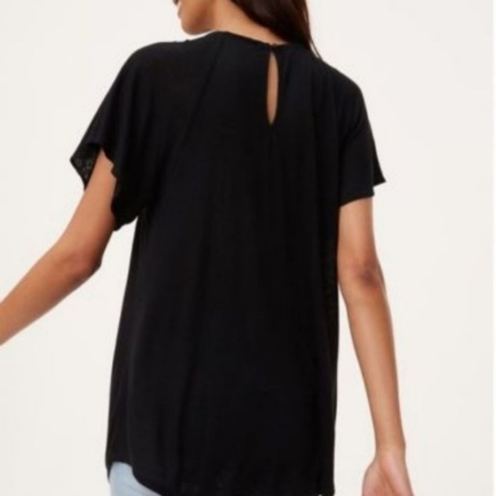 Loft LOFT Black Crochet Yoke Top Size S / US 4 / IT 40 - 8 Thumbnail