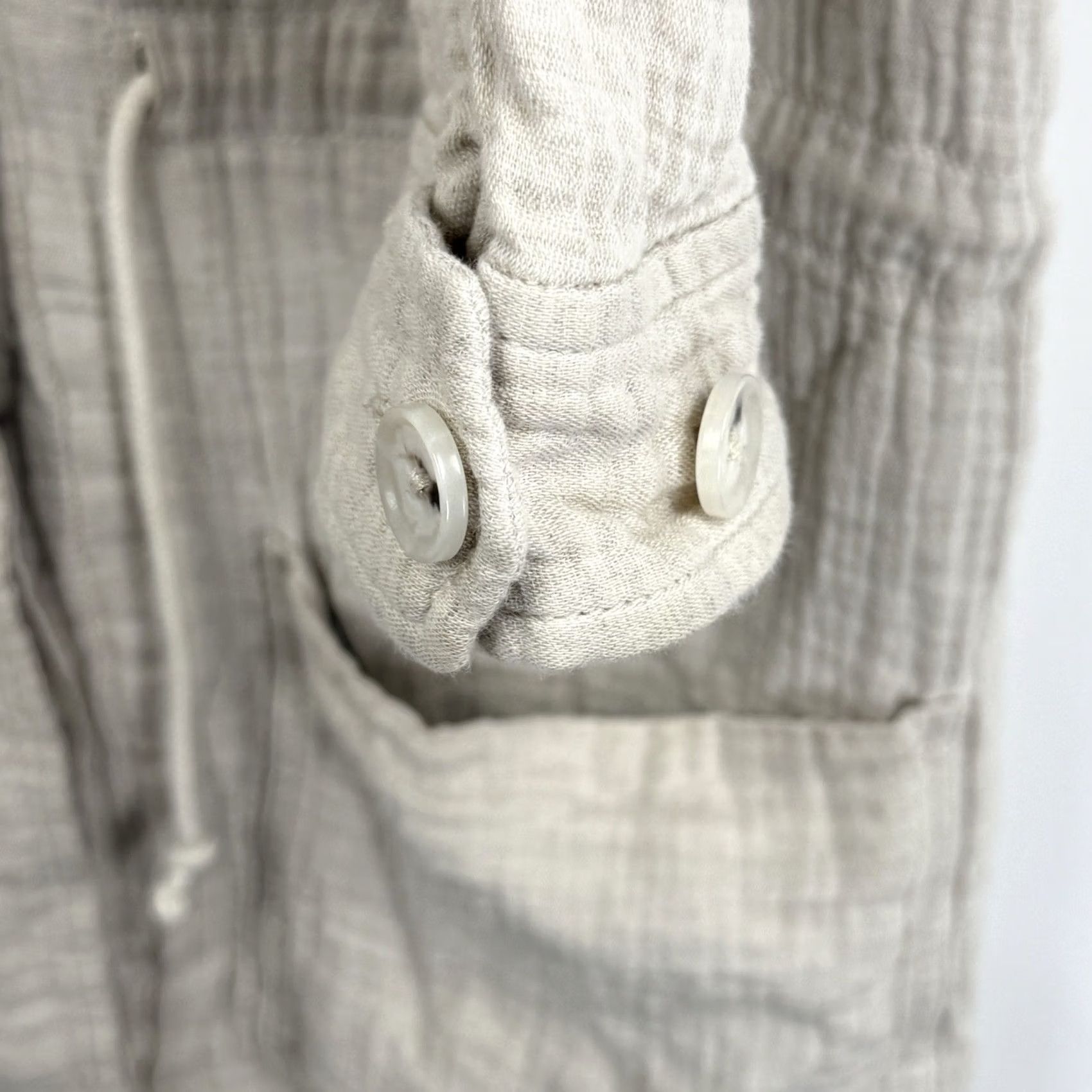 James Perse VINTAGE James Perse Jacket Womens 2 Medium Beige Pockets Collared Button Long Sleeve Short Length - Fall Spring Regular Mens Womens Girls Size XS / US 0-2 / IT 36-38 - 7 Thumbnail