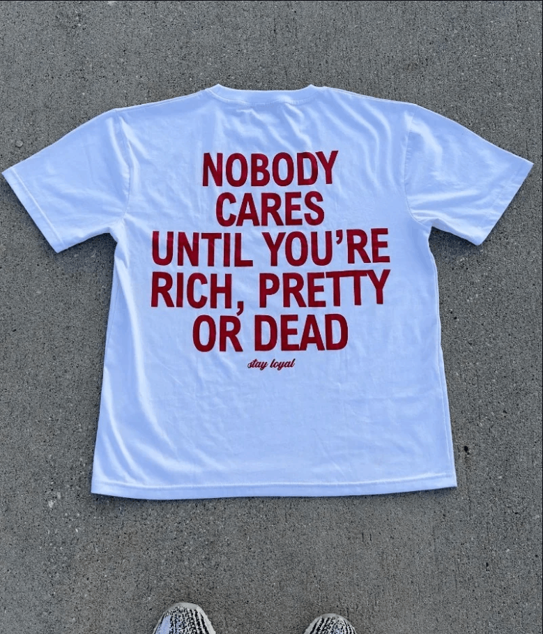 Letter Print Phrase Oversized Wide Unisex T-Shirt Y2K Rare