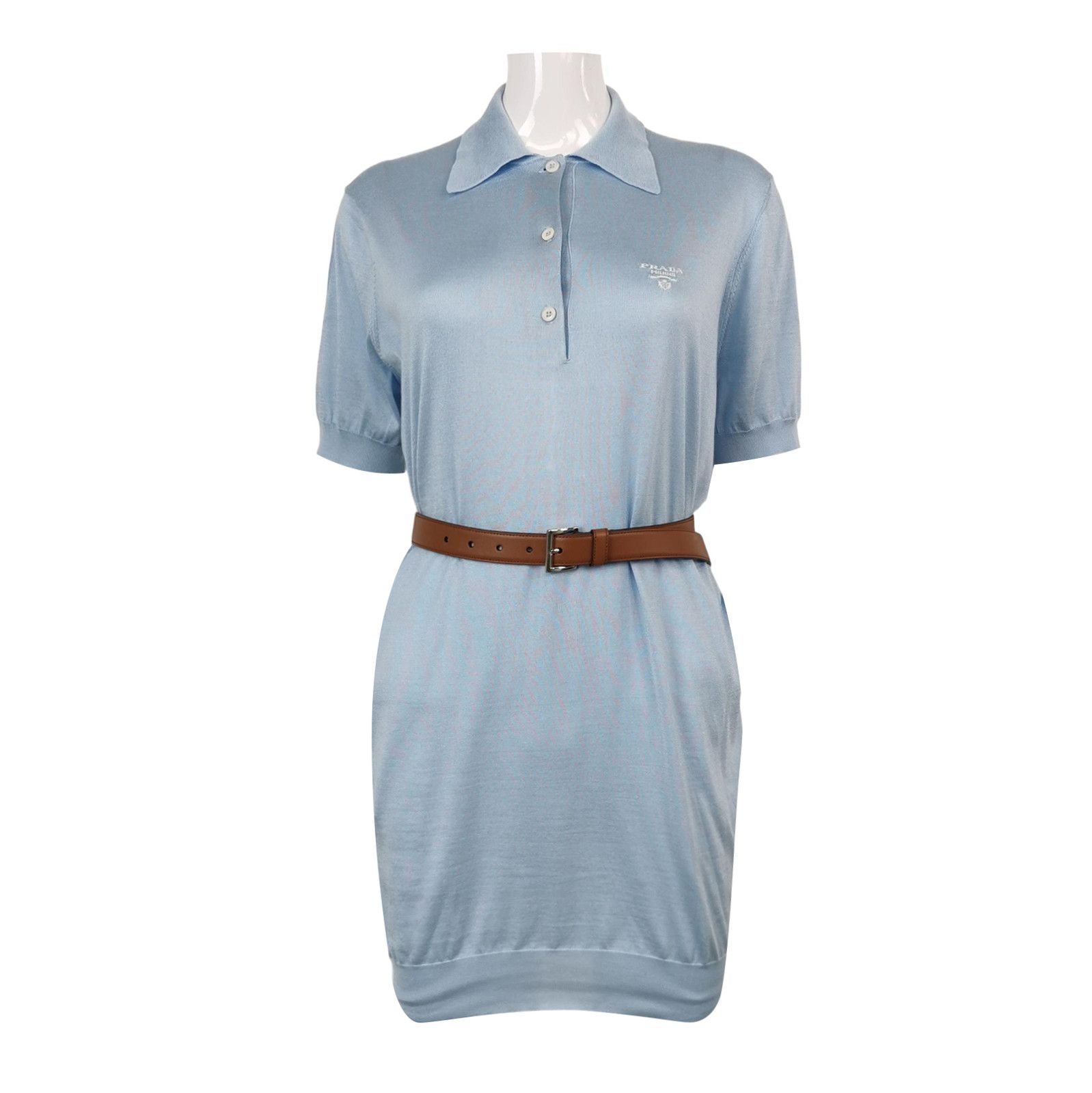 Prada Prada Silk Logo Polo Dress with Belt - dmc Size XXS / US 00 / IT 34 - 1 Thumbnail
