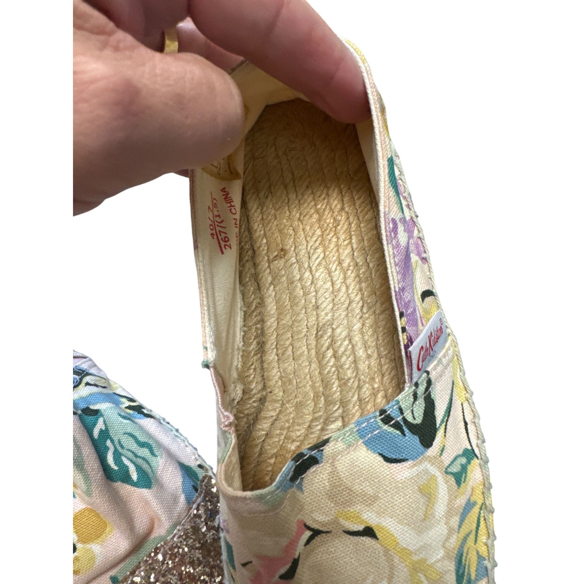 Designer Cath Kidston Womens Floral Glitter Espadrilles Size 7 Size US 7 / IT 37 - 11 Thumbnail