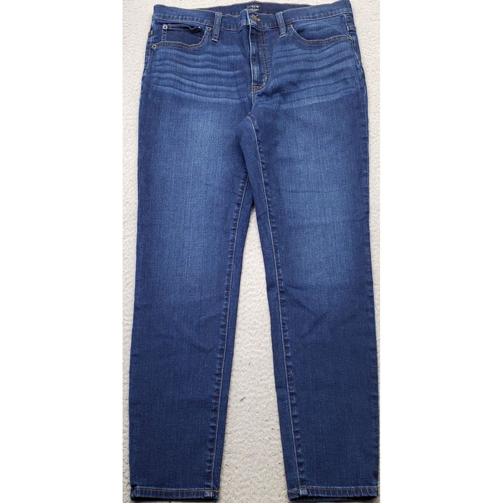 J.Crew J.CREW Women 31 Blue Denim Stretch Mid-Rise 9" Skinny Jeans - Boho Faded Whiskered Size 24" / US 00 / IT 34 - 2 Thumbnail