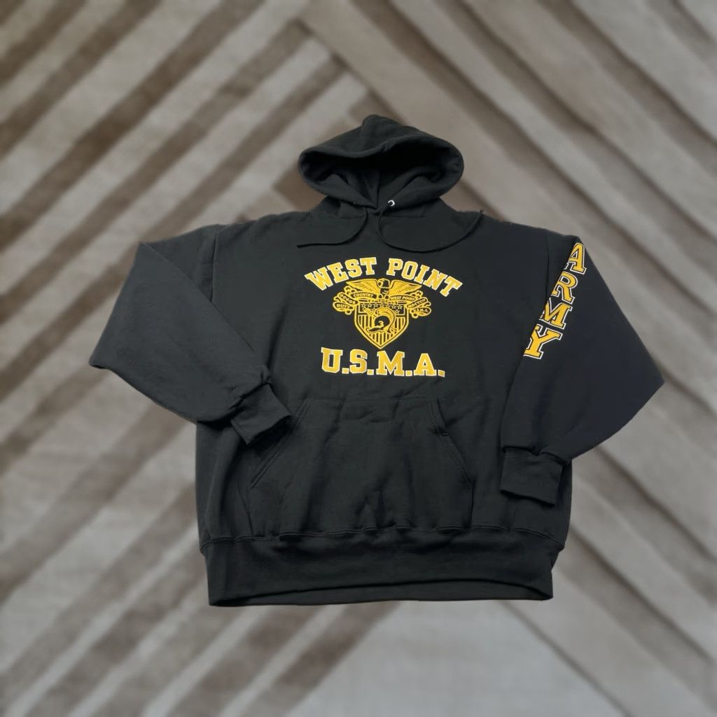 Jerzees VINTAGE USMA West Point Army Black Hooded Sweatshirt XL Jerzees Russell Men Pullover Hooded Black Army 90s Size US XL / EU 56 / 4 - 1 Thumbnail