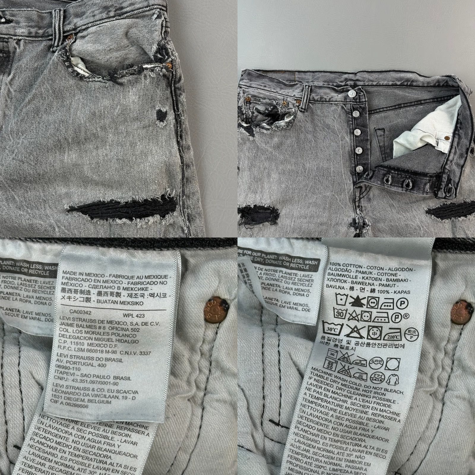 Levi's VINTAGE Levi's 501 Jeans Mens 36x32 Acid Wash Original Fit Distressed Button Fly Size US 36 / EU 52 - 8 Thumbnail