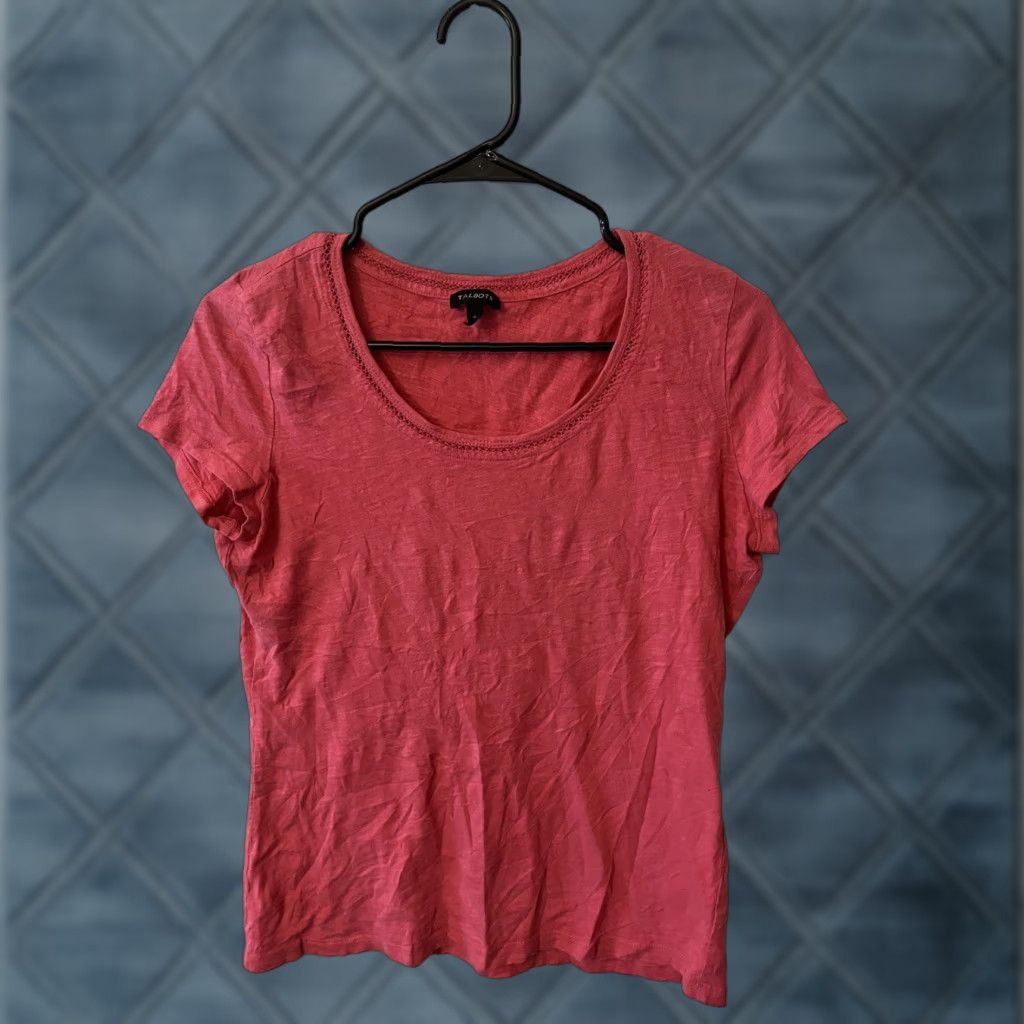 Talbots Talbots Womans T Shirt Small Pink Solid Short Sleeve Cotton Round Neck Pullover Size S / US 4 / IT 40 - 1 Thumbnail