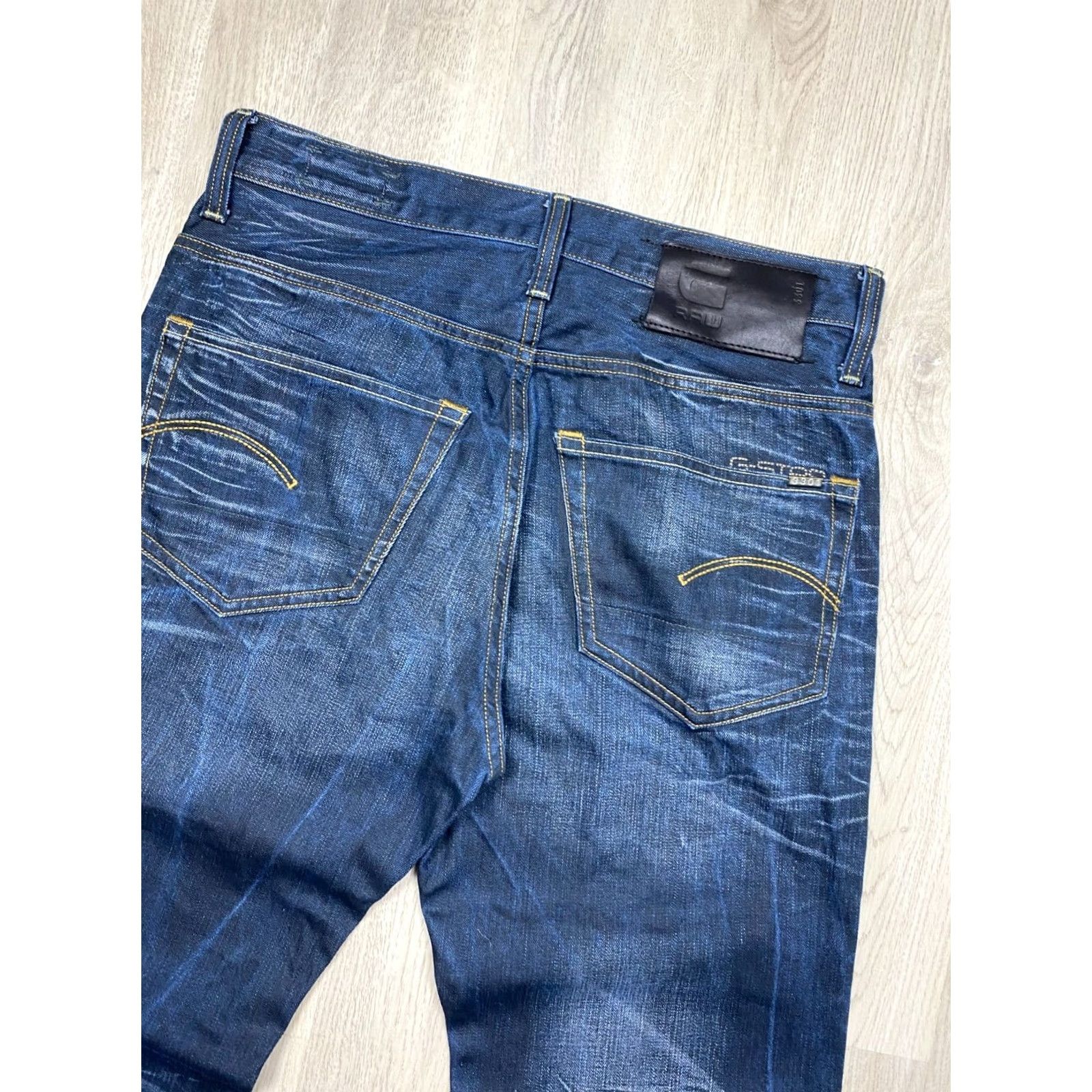 G-Star G-Star RAW 3301 Vintage Mens Jeans Denim Pants Size 30 Blue Cotton Regular Straight Pockets 34in Inseam Mens Size US 30 / EU 46 - 7 Thumbnail