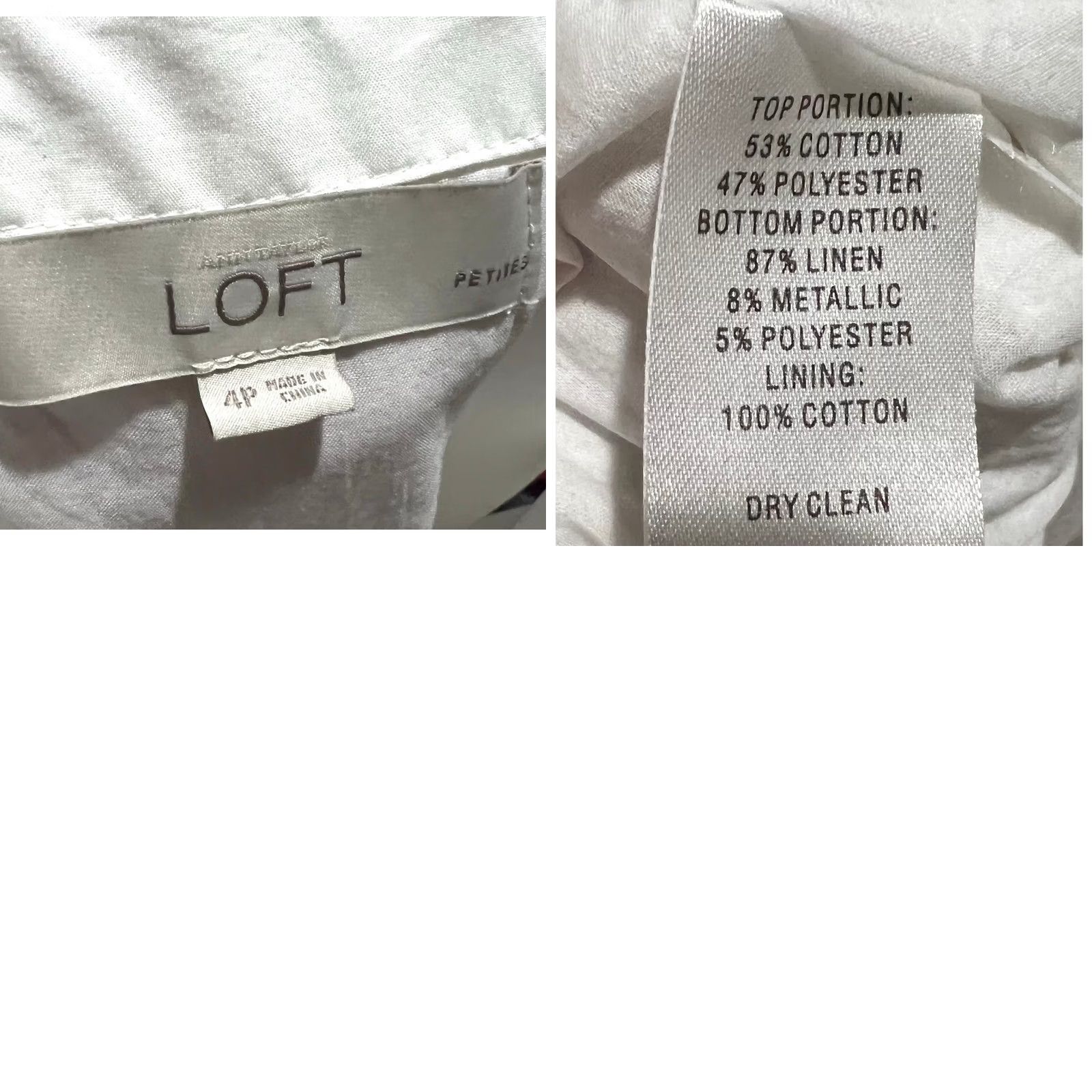 Loft LOFT Petites Pencil Dress White Cream w/ Metallic Ruffle V-Neck Pockets Sz 4P Dress Women Pencil Dress Size S / US 4 / IT 40 - 8 Thumbnail