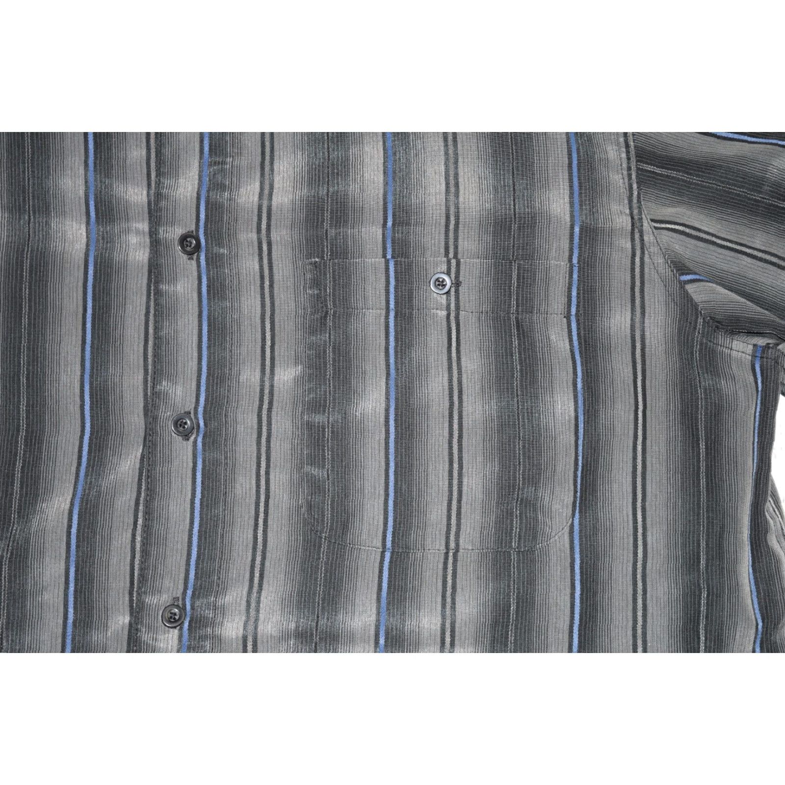 Vintage VINTAGE David Taylor MEN'S Button-Up Shirt Black Grey Vertical Stripe Short Sleeve L Mens Regular Size Size US L / EU 52-54 / 3 - 2 Thumbnail