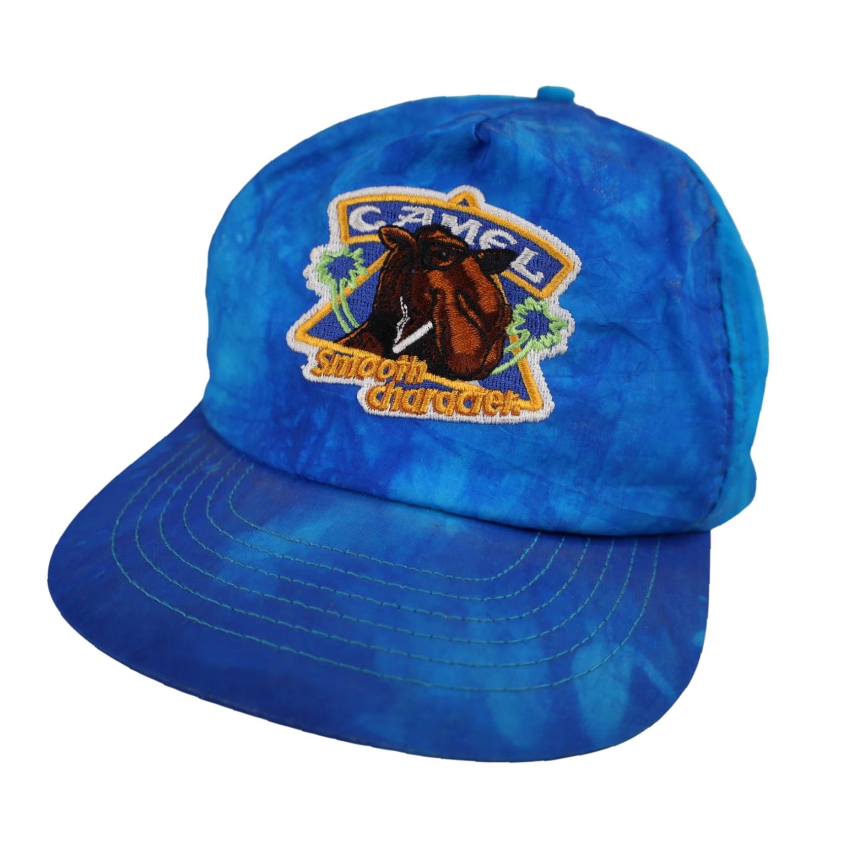 Camel VINTAGE Camel Cigarettes Smooth Character Snapback Hat Men OS Blue Trucker Hat Size ONE SIZE - 2 Thumbnail