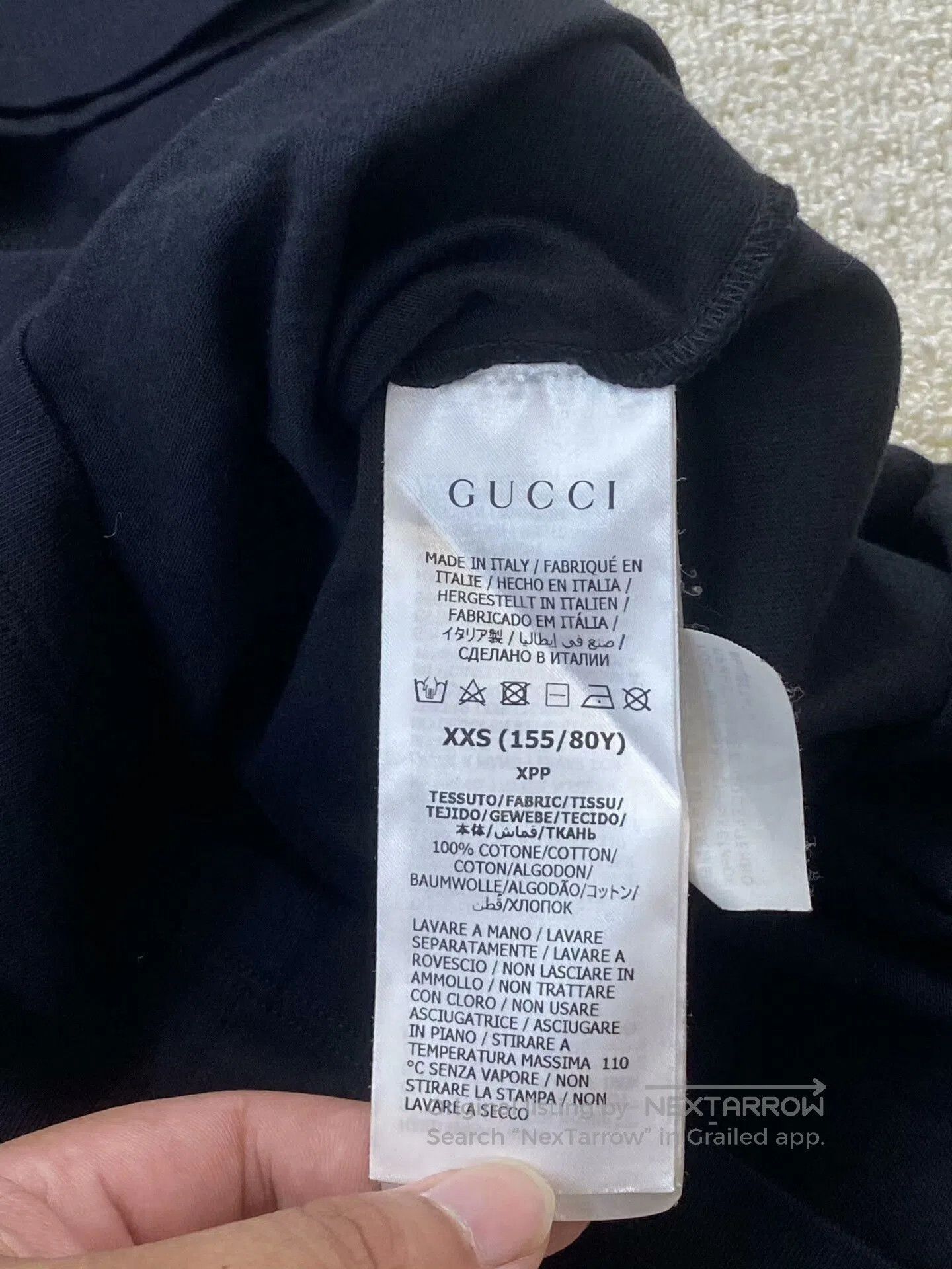 Gucci Gucci Black Logo Print Short Sleeve Tee. Size XXS / US 00 / IT 34 - 4 Thumbnail
