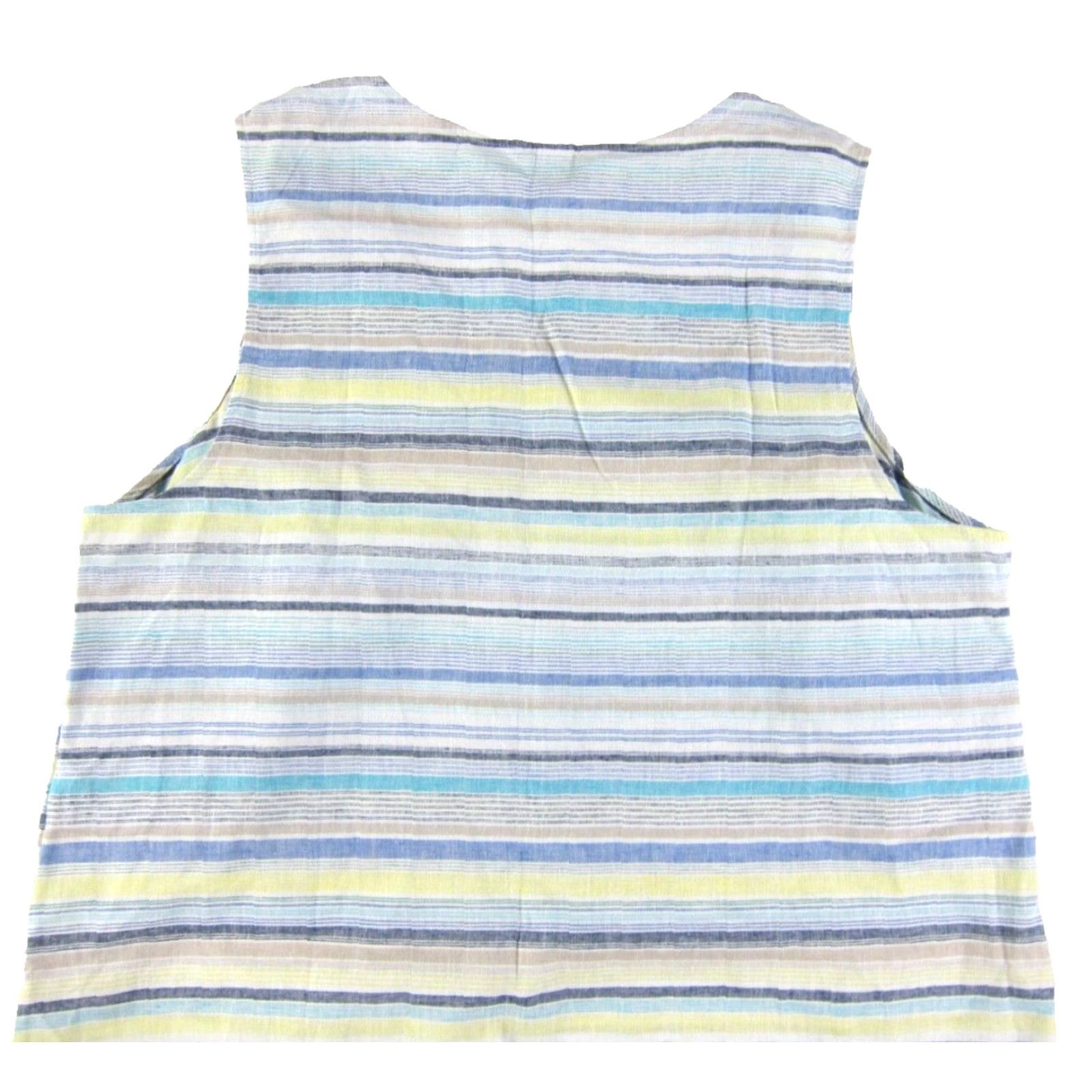 Vintage Cj Banks Linen Cotton Blue Yellow White Brown Stripe Tunic Tank Sun Dress 1X Size XL / US 12-14 / IT 48-50 - 5 Thumbnail