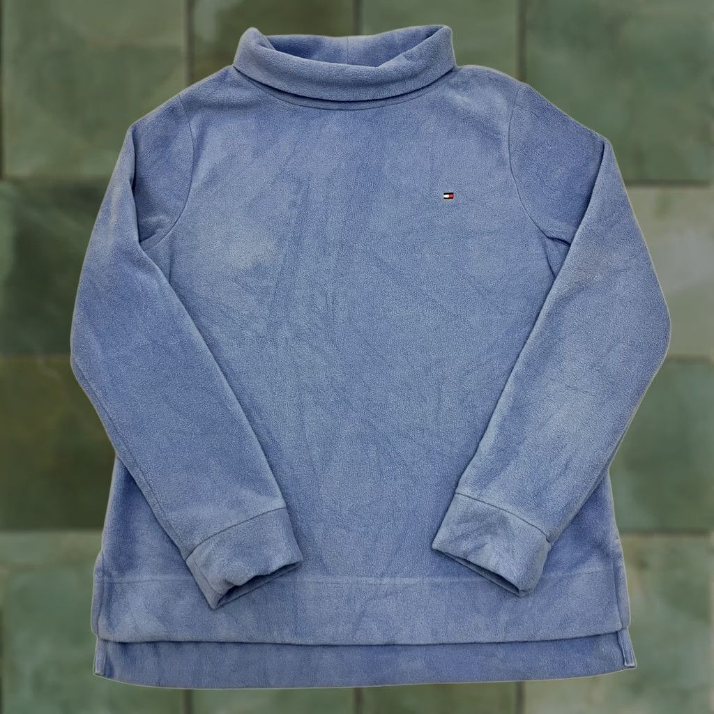 Tommy Hilfiger Tommy Hilfiger Fleece Jumper Roll Neck Blue Womens Medium Logo Pullover Size M / US 6-8 / IT 42-44 - 1 Thumbnail