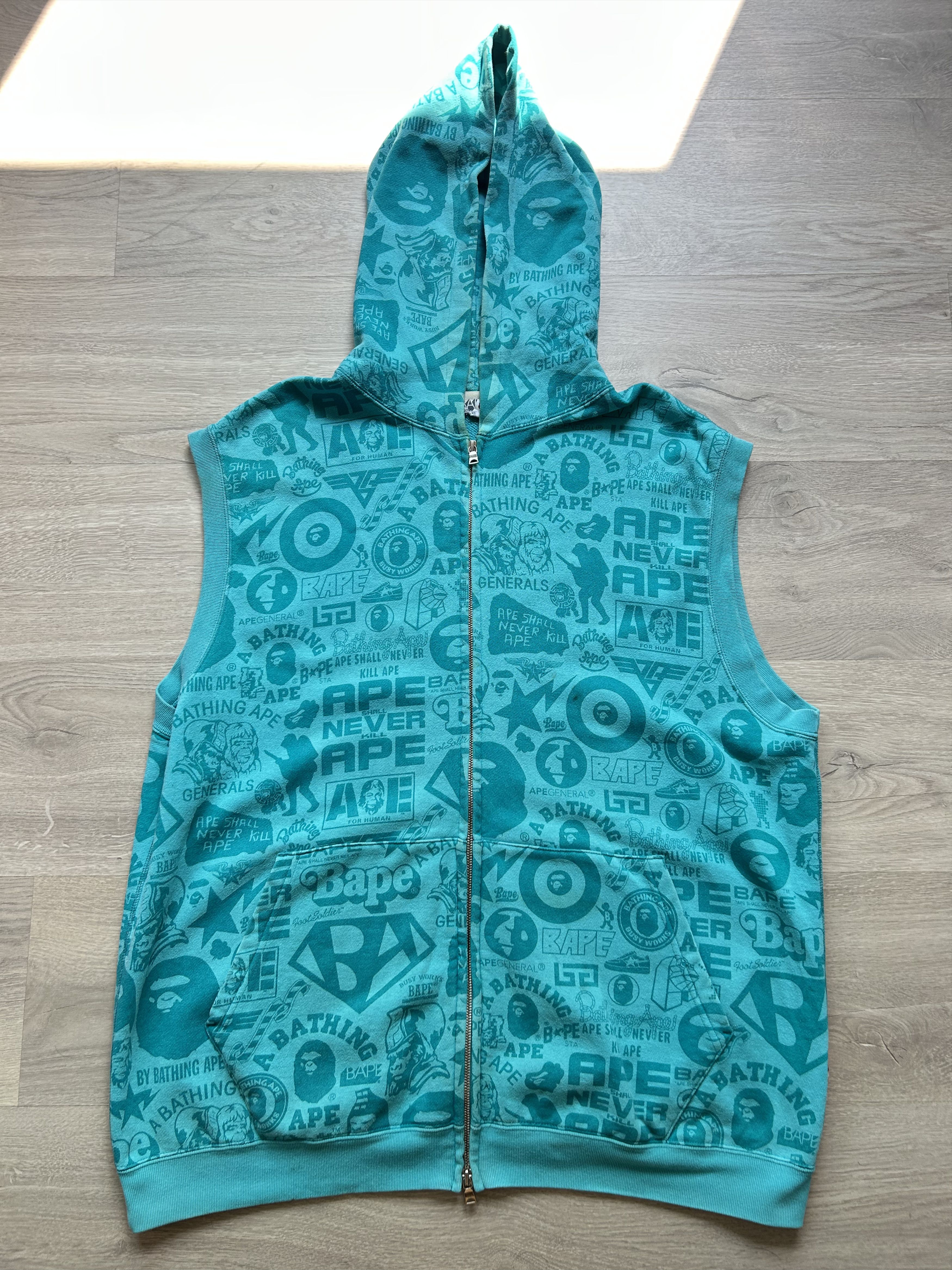 Bape A Bathing Ape Mix logo sleeveless hoodie vest [Size XL] Size US XL / EU 56 / 4 - 1 Thumbnail