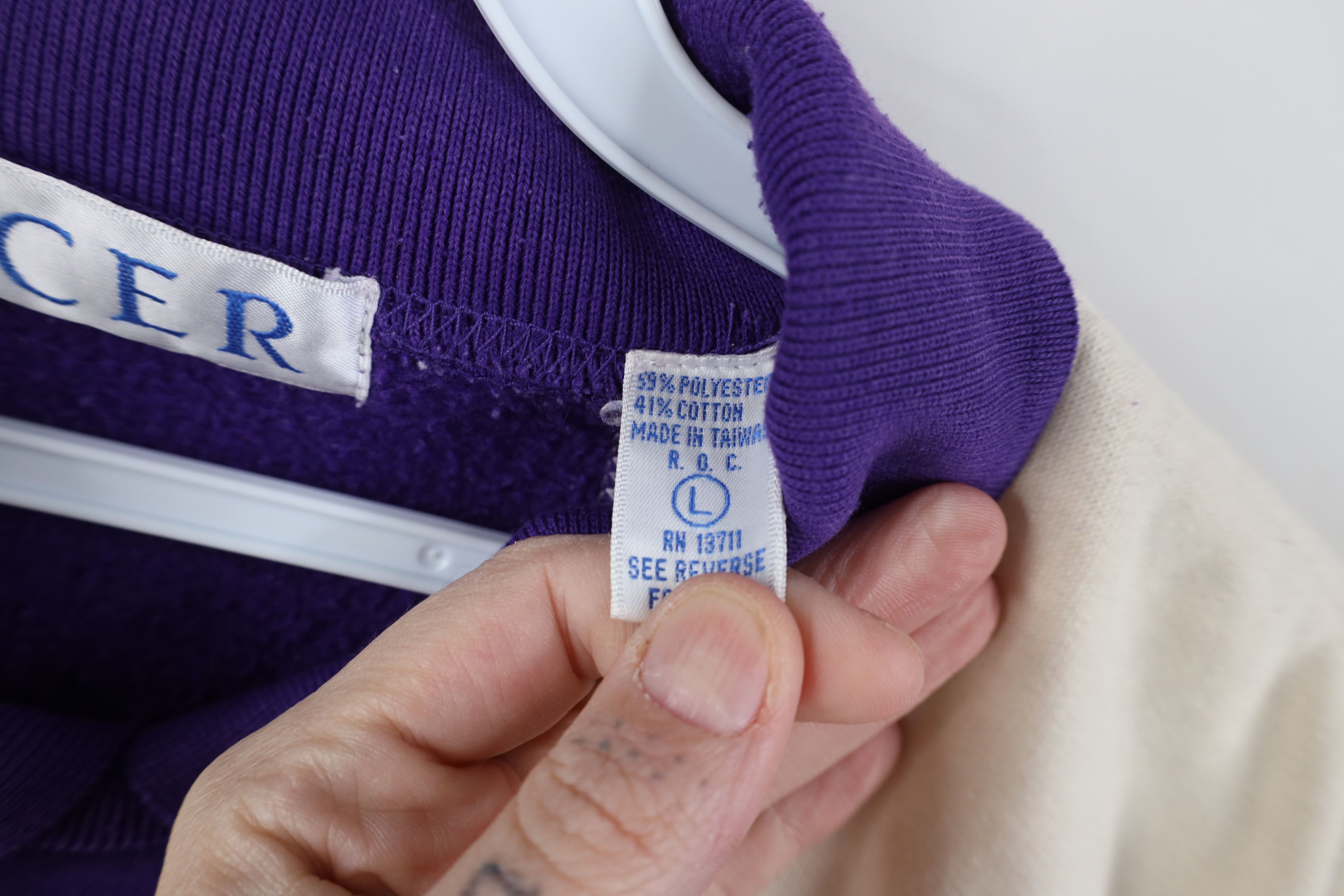 Vintage Vintage 90s Streetwear Block Striped Collared Sweatshirt Size L / US 10 / IT 46 - 5 Thumbnail