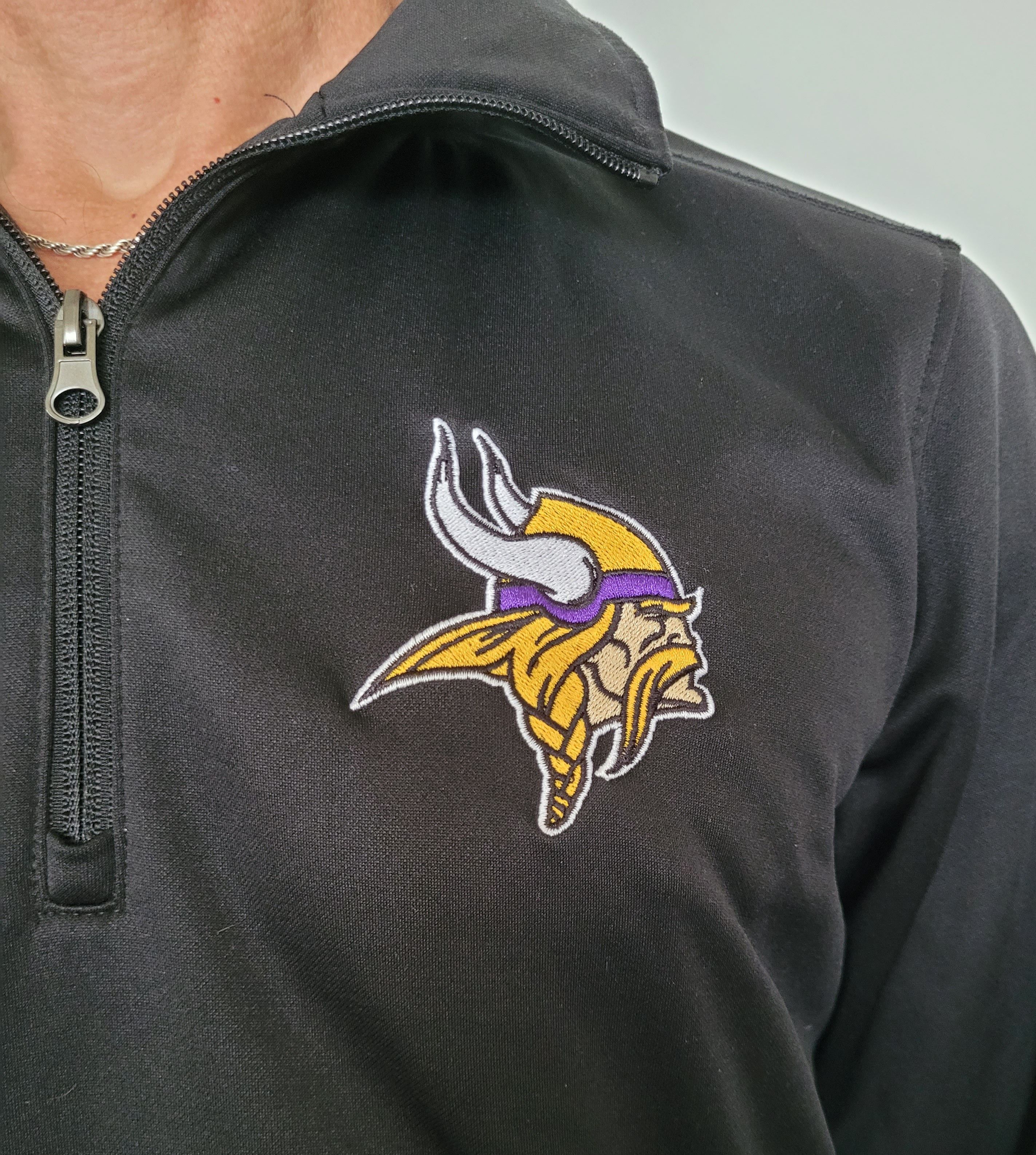 NFL NFL Minnesota Vikings 1/4 Zip Pullover Black Drawstring Hem Size US M / EU 48-50 / 2 - 4 Thumbnail