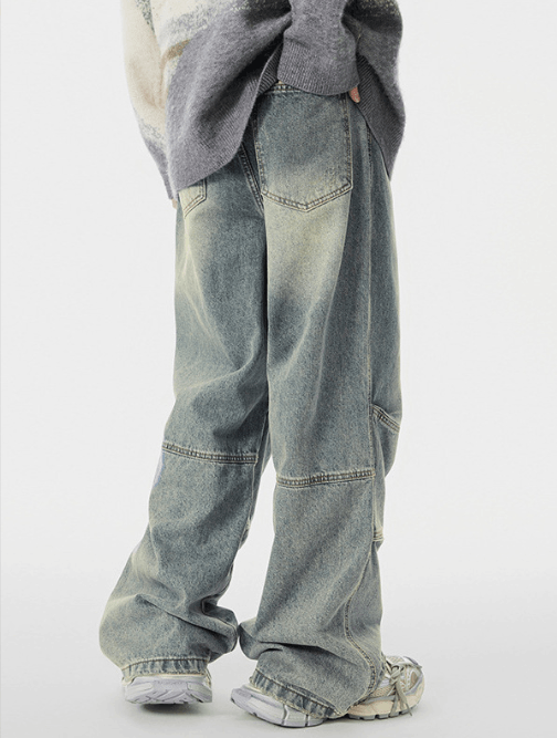 Japanese Brand × Jean Trendy patchwork pleated washed distressed cargo jeans Size US 32 / EU 48 - 4 Thumbnail