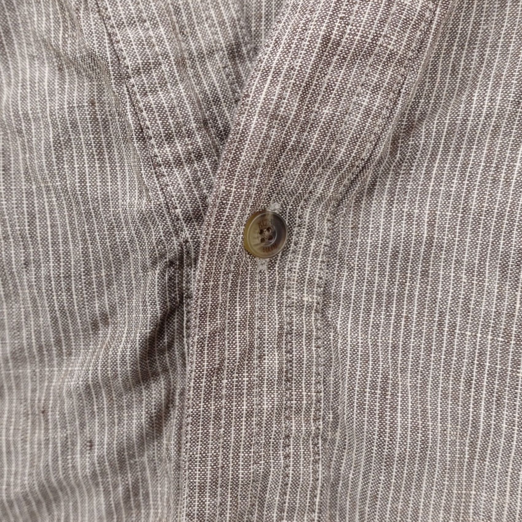 Kith Kith Shirt Mens Large V-Neck Button-Up Striped Light Brown Linen Short Sleeve Kimono Size US L / EU 52-54 / 3 - 6 Thumbnail