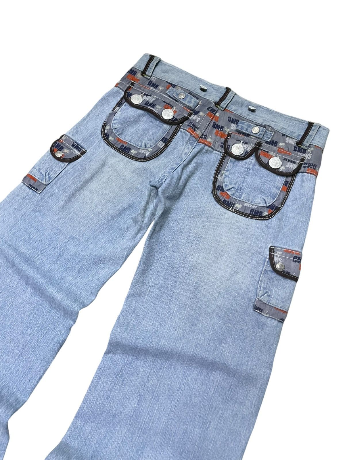Hysteric Glamour × Japanese Brand × Red Monkey Blue Moon Japan Flared Wide Leg Cargo Jeans Low Rise Size US 32 / EU 48 - 8 Thumbnail