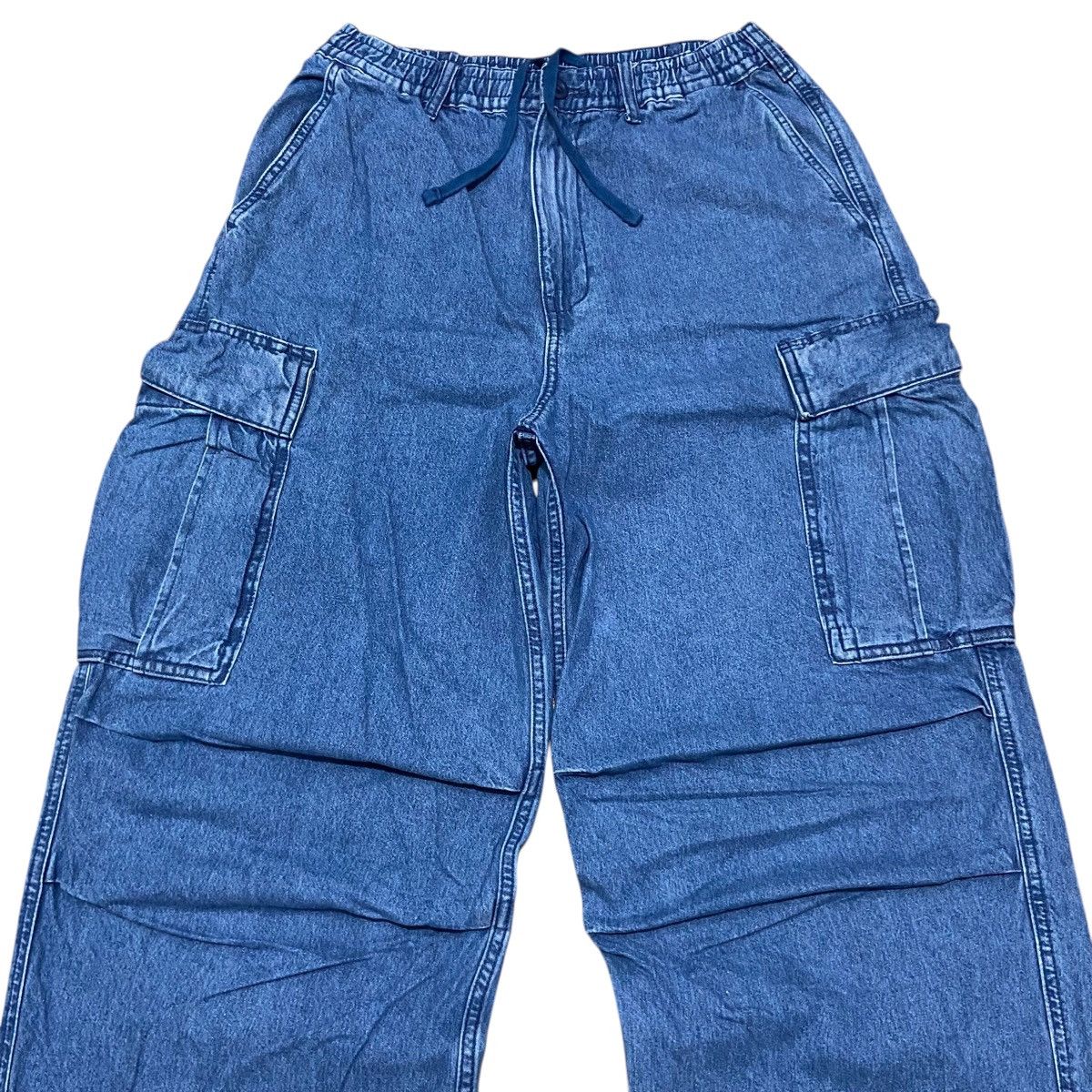 Japanese Brand GU Superwide Cargo Ballon Pants - Blue Jeans Size US 29 - 3 Thumbnail