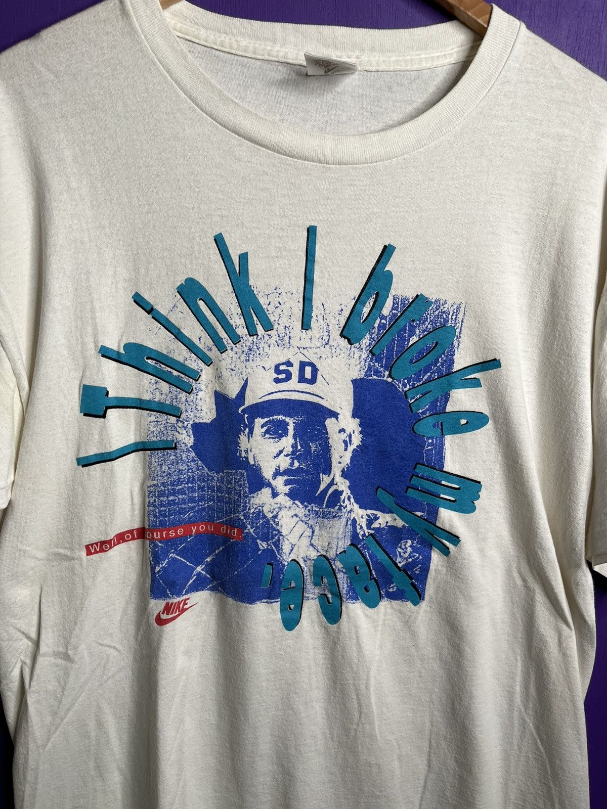 Nike × Vintage Vintage 80s Nike I think I broke my face t-shirt Size US L / EU 52-54 / 3 - 3 Thumbnail