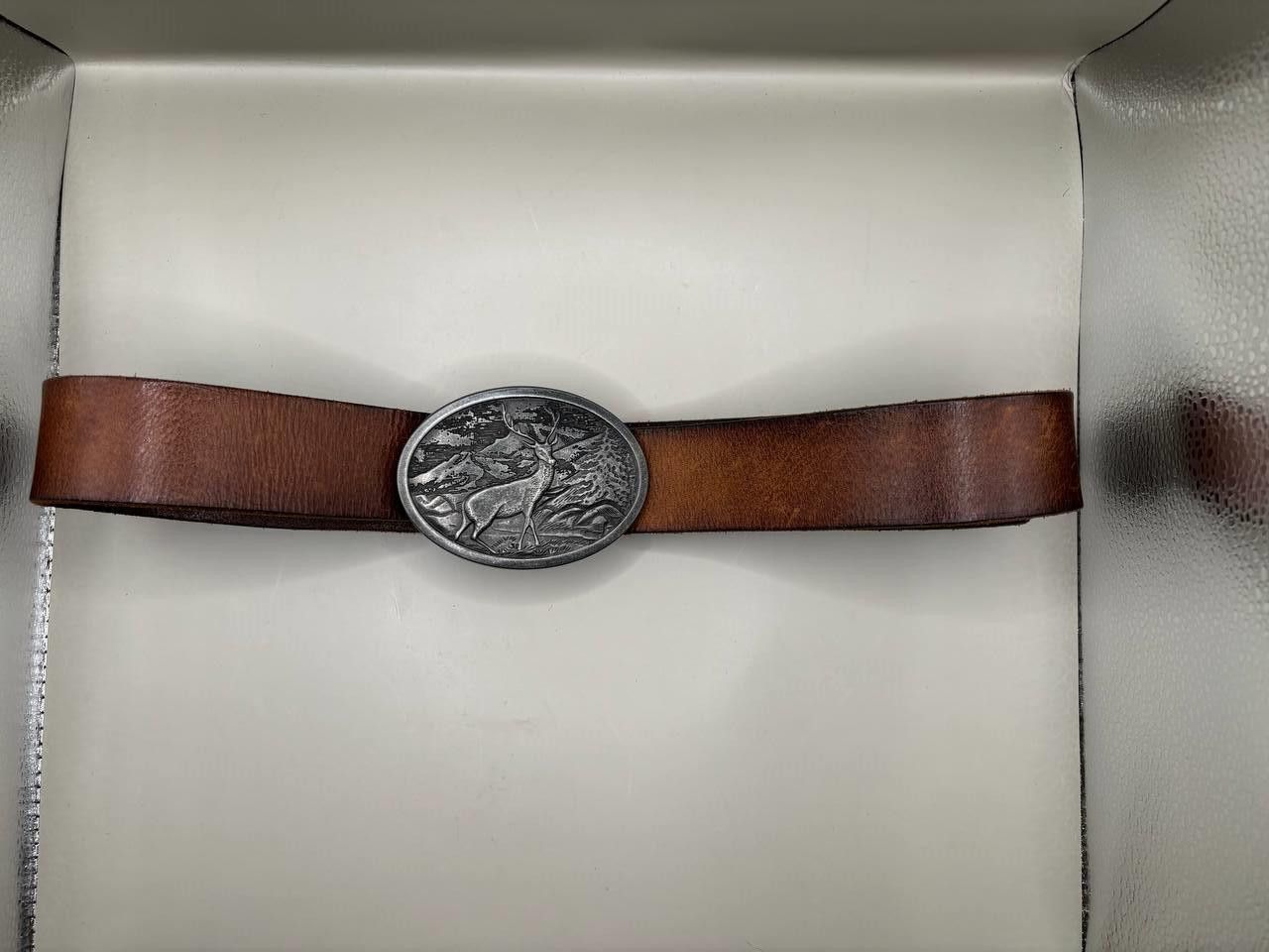 River Island River Island Made in England Vintage Stag Leather Belt Size ONE SIZE - 6 Thumbnail