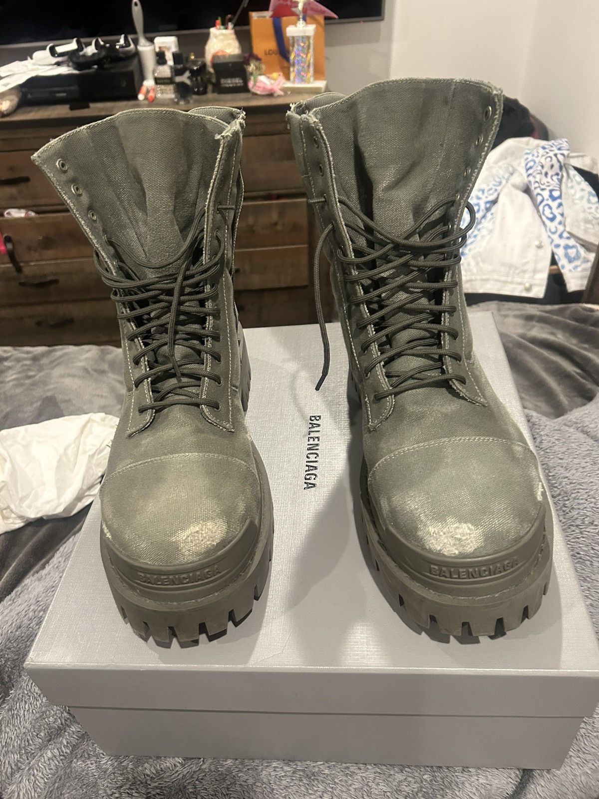Balenciaga Balenciaga green strike boots canvas Size US 13 / EU 46 - 2 Thumbnail