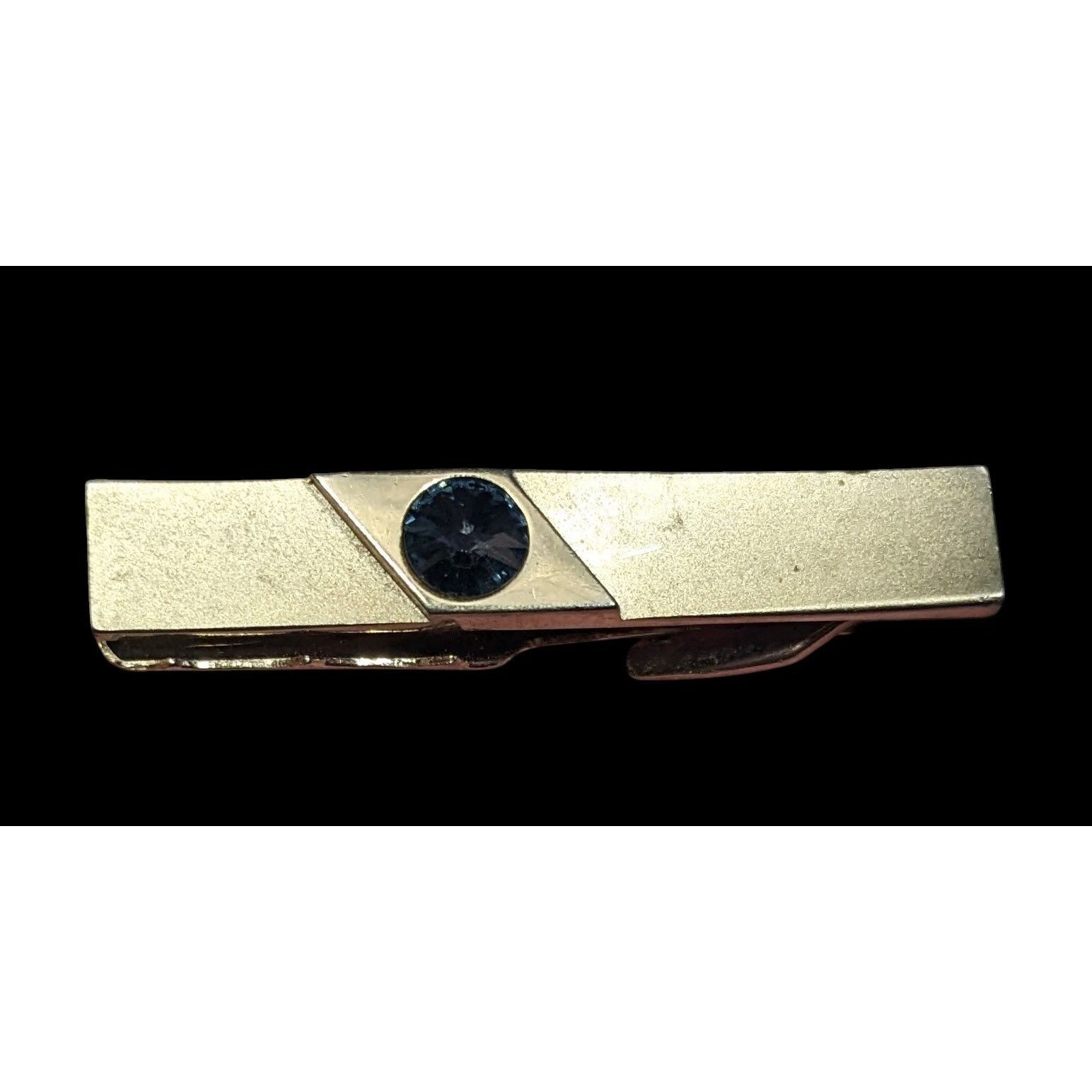 Other Vintage Foster Gold Tone Tie Clip With Grey Faceted Stone Size ONE SIZE - 3 Thumbnail