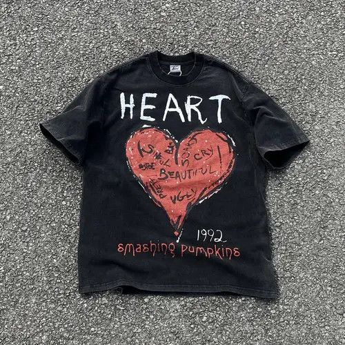 Other Street Retro Heart Print Loose Short Sleeve T-Shirt Size US M / EU 48-50 / 2 - 6 Thumbnail