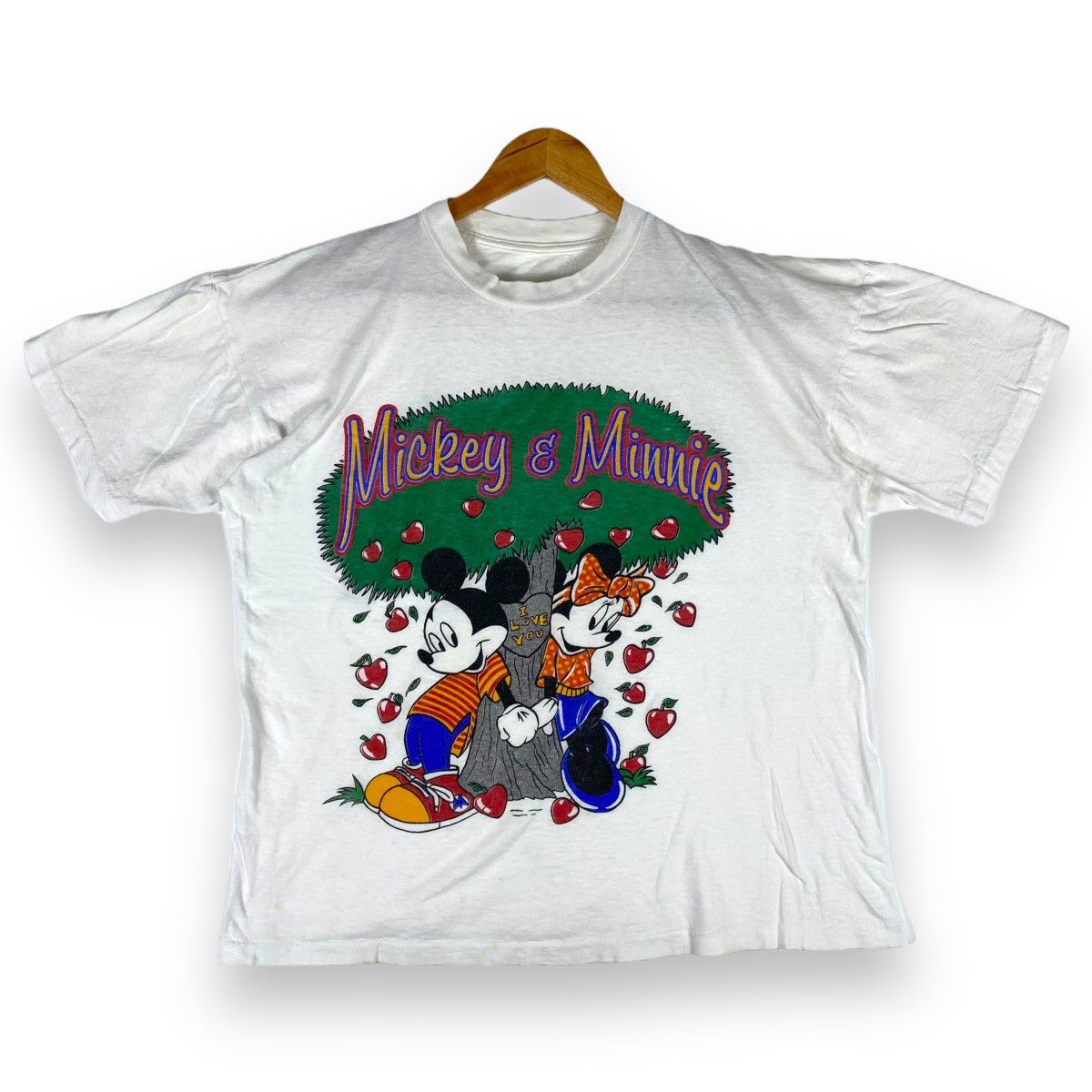 Mickey Mouse × Vintage Vintage 80's MICKEY & MINNIE I Love You Cartoon Graphic Tee Size US L / EU 52-54 / 3 - 1 Thumbnail