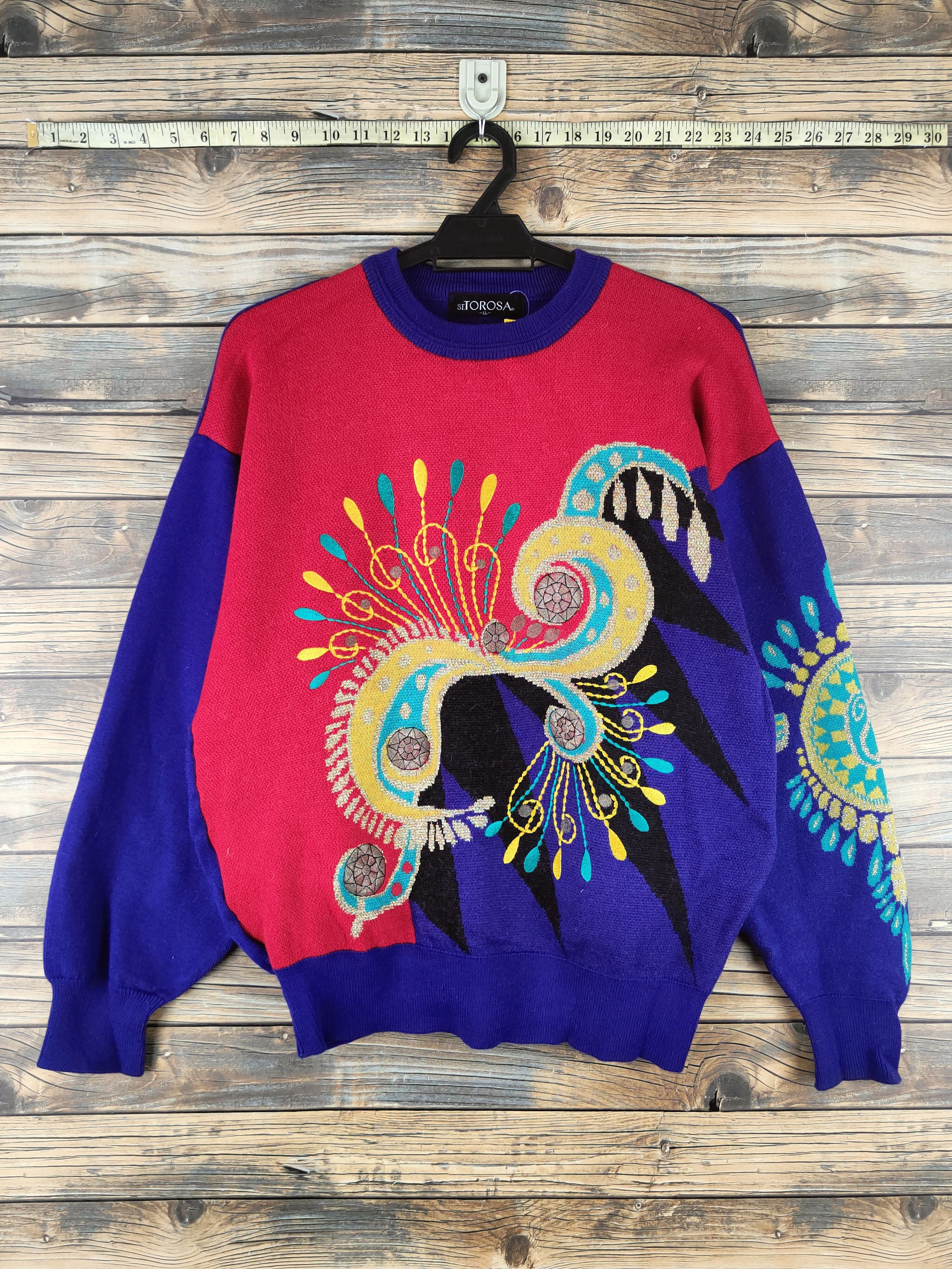 Japanese Brand DL St.Torosa Purple Red Knitwear Sweatshirts #46-384 Size L / US 10 / IT 46 - 1 Thumbnail