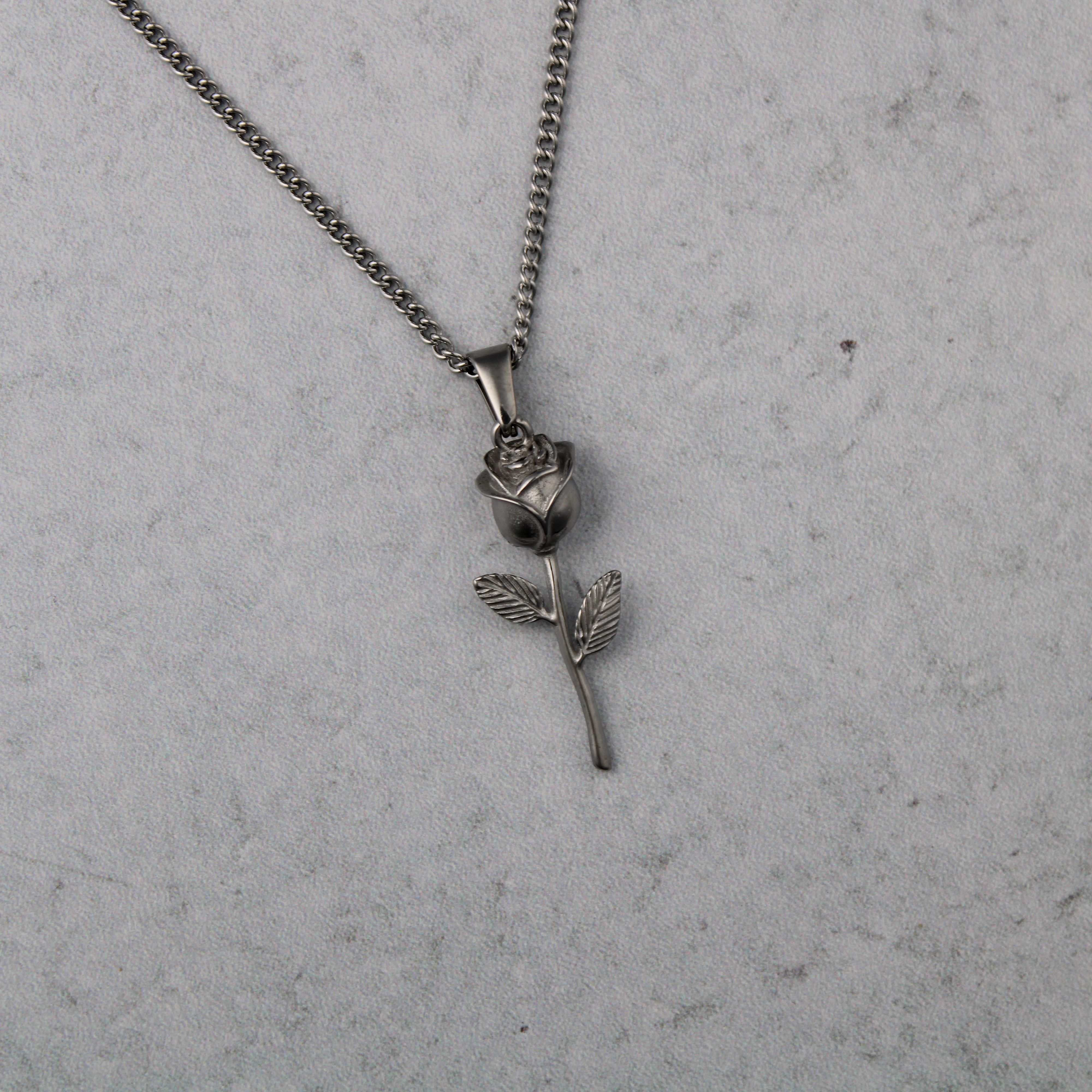 Jewelry Silver Rose Pendant Chain Necklace Size ONE SIZE - 4 Thumbnail
