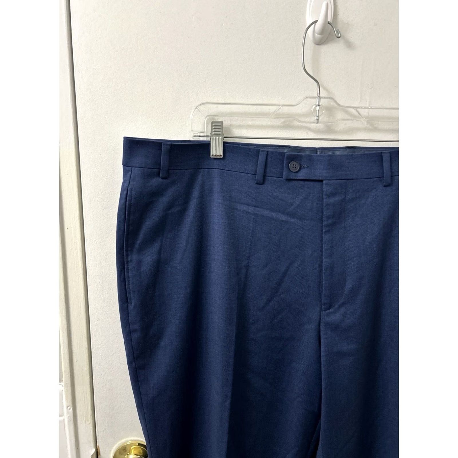 Vintage VINTAGE? No. Michael Strahan Collection Dress Pants Mens 42x32 Navy Blue Wool Blend Trousers Size US 42 / EU 58 - 4 Thumbnail