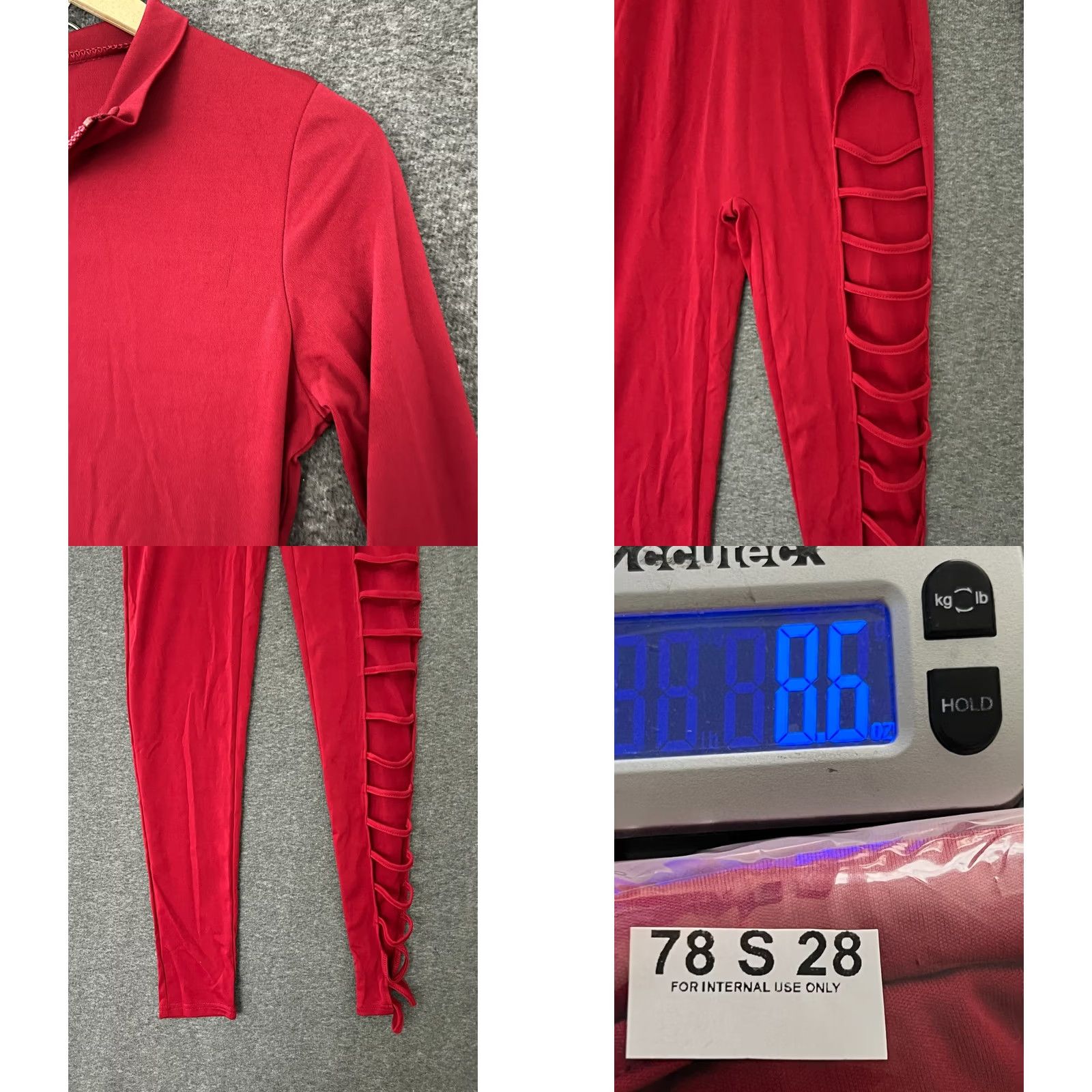 Vintage Sexy Zipper One Piece Jumpsuit L Red Women Long Sleeve Clubwear Size L / US 10 / IT 46 - 8 Thumbnail