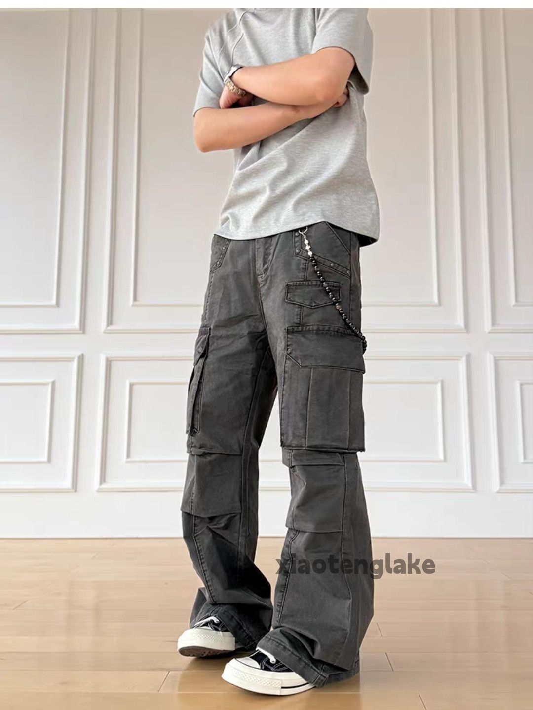 Vintage Unisex washed retro faded loose baggy pleated pants Size US 32 / EU 48 - 2 Thumbnail