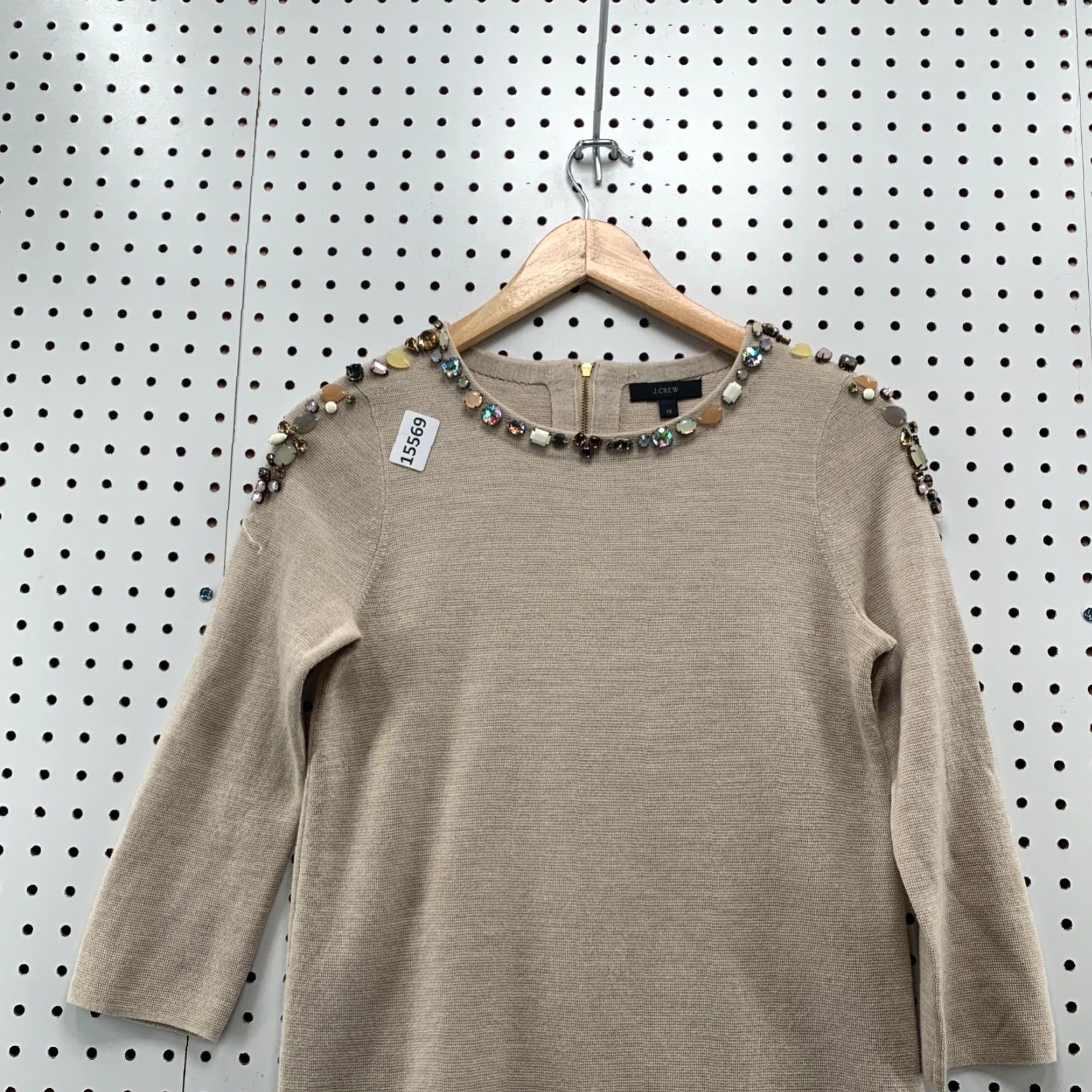 J.Crew J.CREW KNIT RHINESTONE EMBELLESHED SWEATER XS 3/4 Sleeve Beige Women Knit Rhinestone Embellished Sweater XS Beige Size XS / US 0-2 / IT 36-38 - 6 Thumbnail