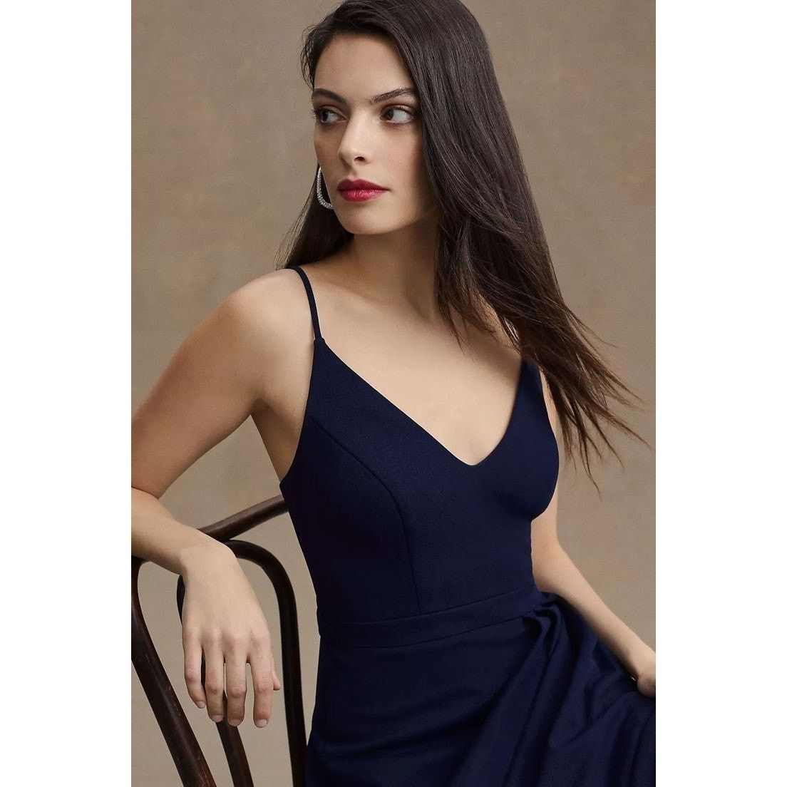 Anthropologie New BHLDN Lyra V-Neck Faux-Wrap Stretch Crepe Midi Dress Size M / US 6-8 / IT 42-44 - 2 Thumbnail