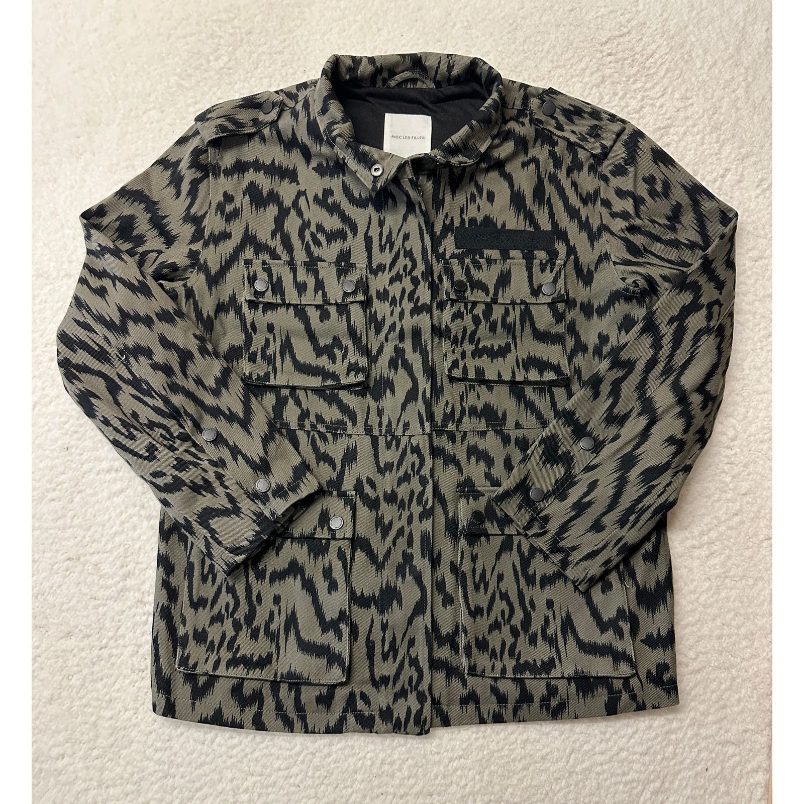 Other Avec Les Filles Cotton Cargo Jacket Medium Olive Zebra Size M / US 6-8 / IT 42-44 - 1 Thumbnail