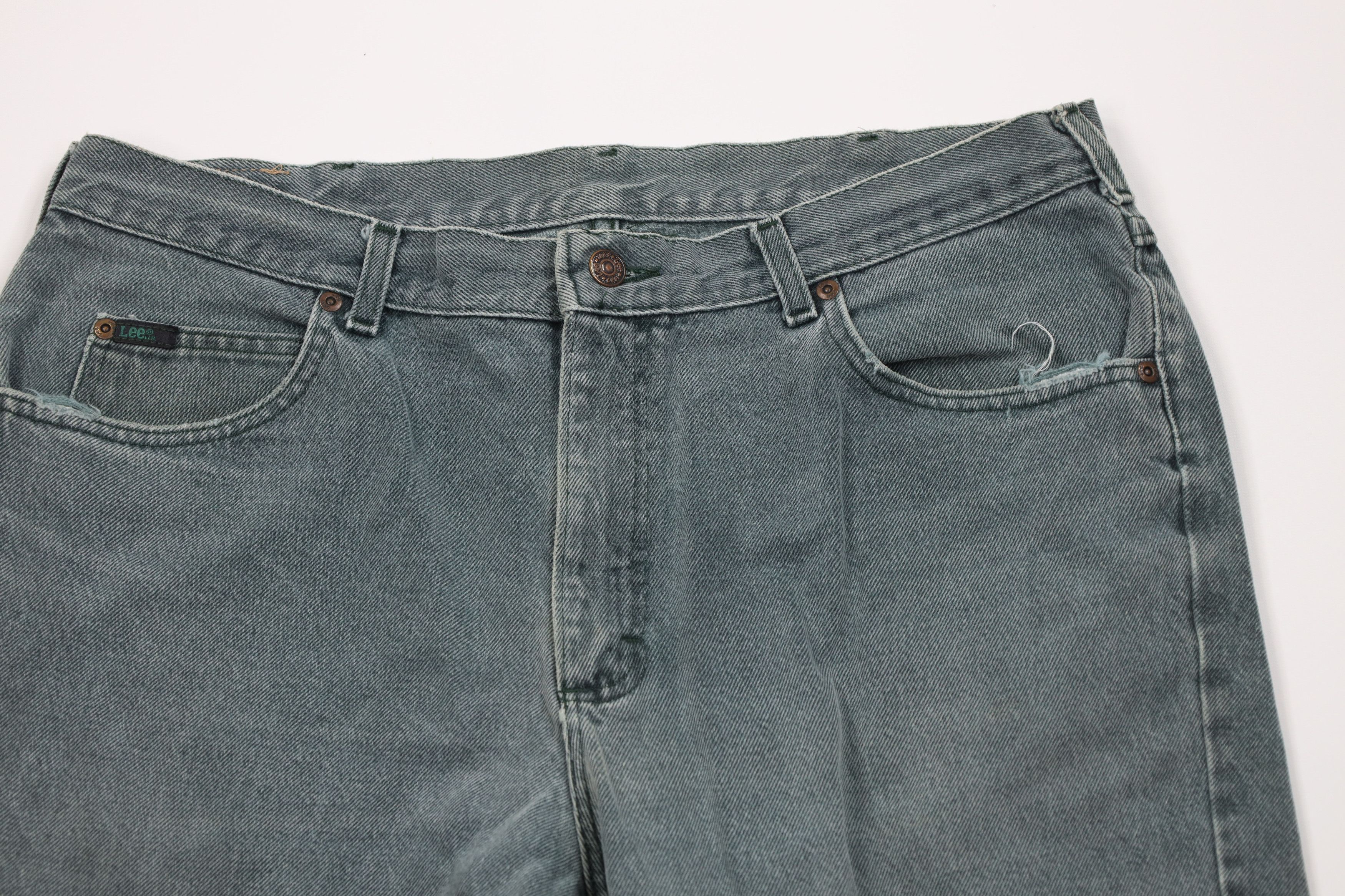 Lee Vintage 90s Lee Straight Leg Denim Jeans Green Cotton USA Size US 38 / EU 54 - 2 Thumbnail