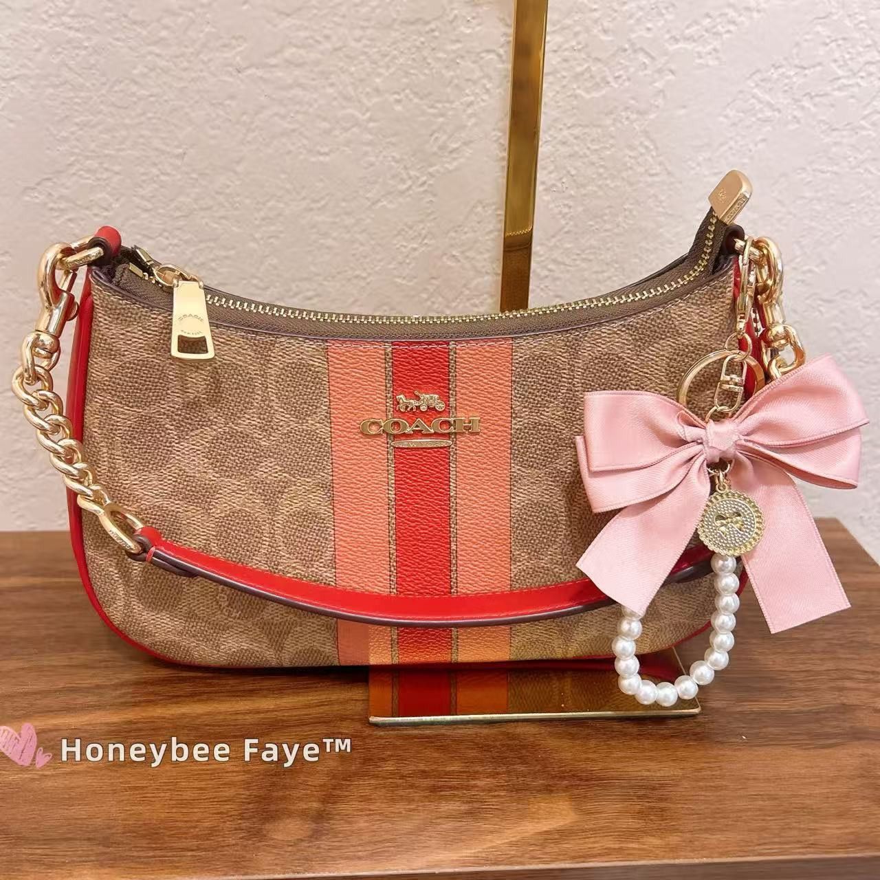 Coach Teri Shoulder Bag In Signature Canvas With Stripe CAL81 Size ONE SIZE - 3 Thumbnail
