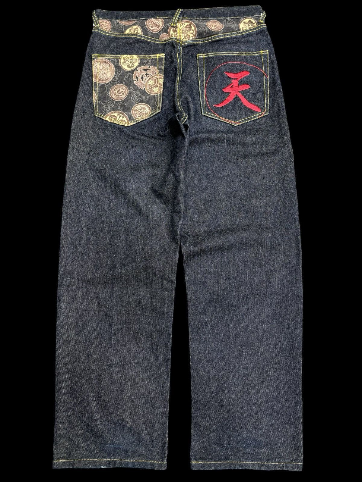 Japanese Brand 💥Baggy Embroidery💥Artisanal Japan Embroidery Denim F527 Size US 34 / EU 50 - 1 Thumbnail