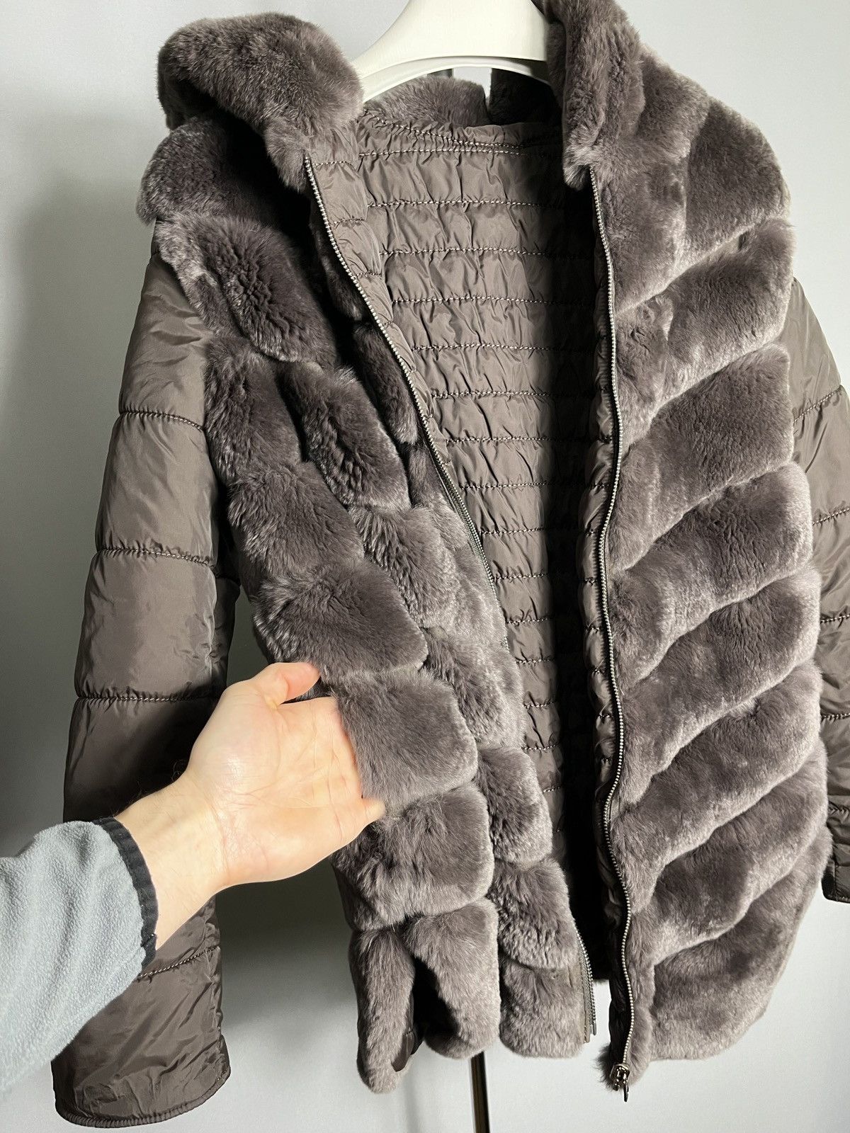 Vera Pelle Gian Mori Leather Shearling Fur Bayan Reversible Jacket Coat Size L / US 10 / IT 46 - 6 Thumbnail