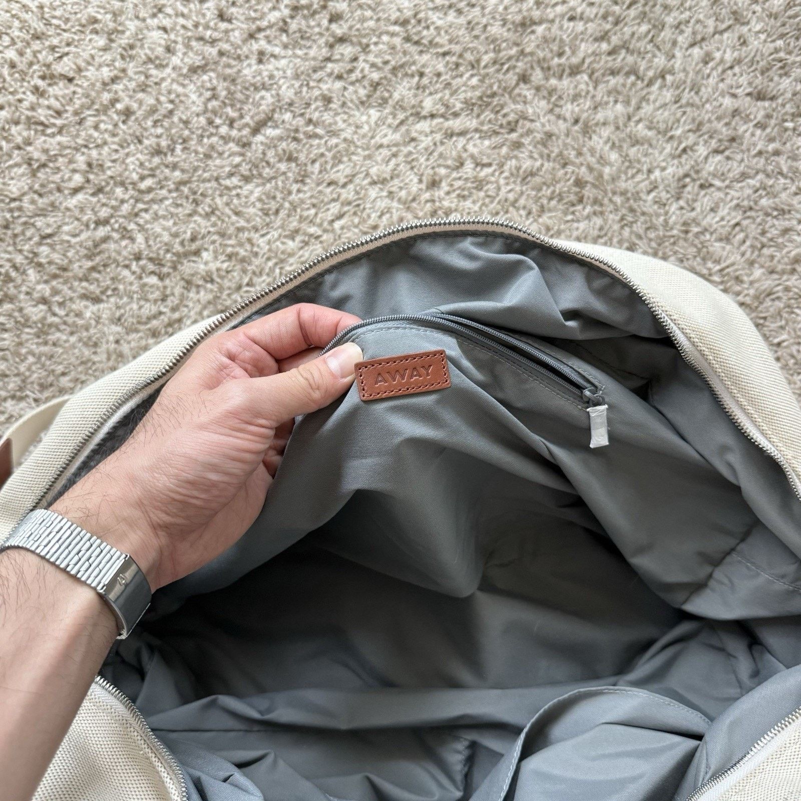 Away Travel Away The Everywhere Weekender Canvas Duffle Bag White Brown Size ONE SIZE - 10 Thumbnail