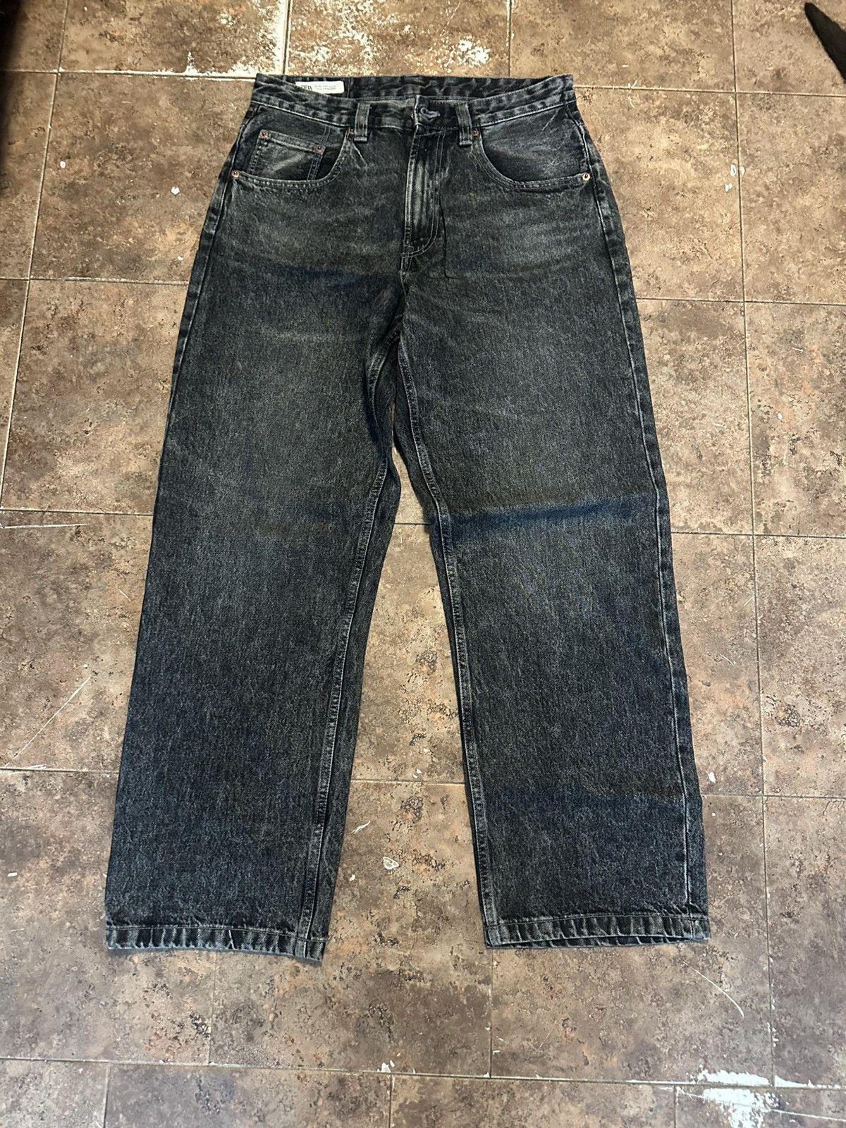Zara Washed men black baggy jeans size 31/31 Size US 31 - 1 Thumbnail