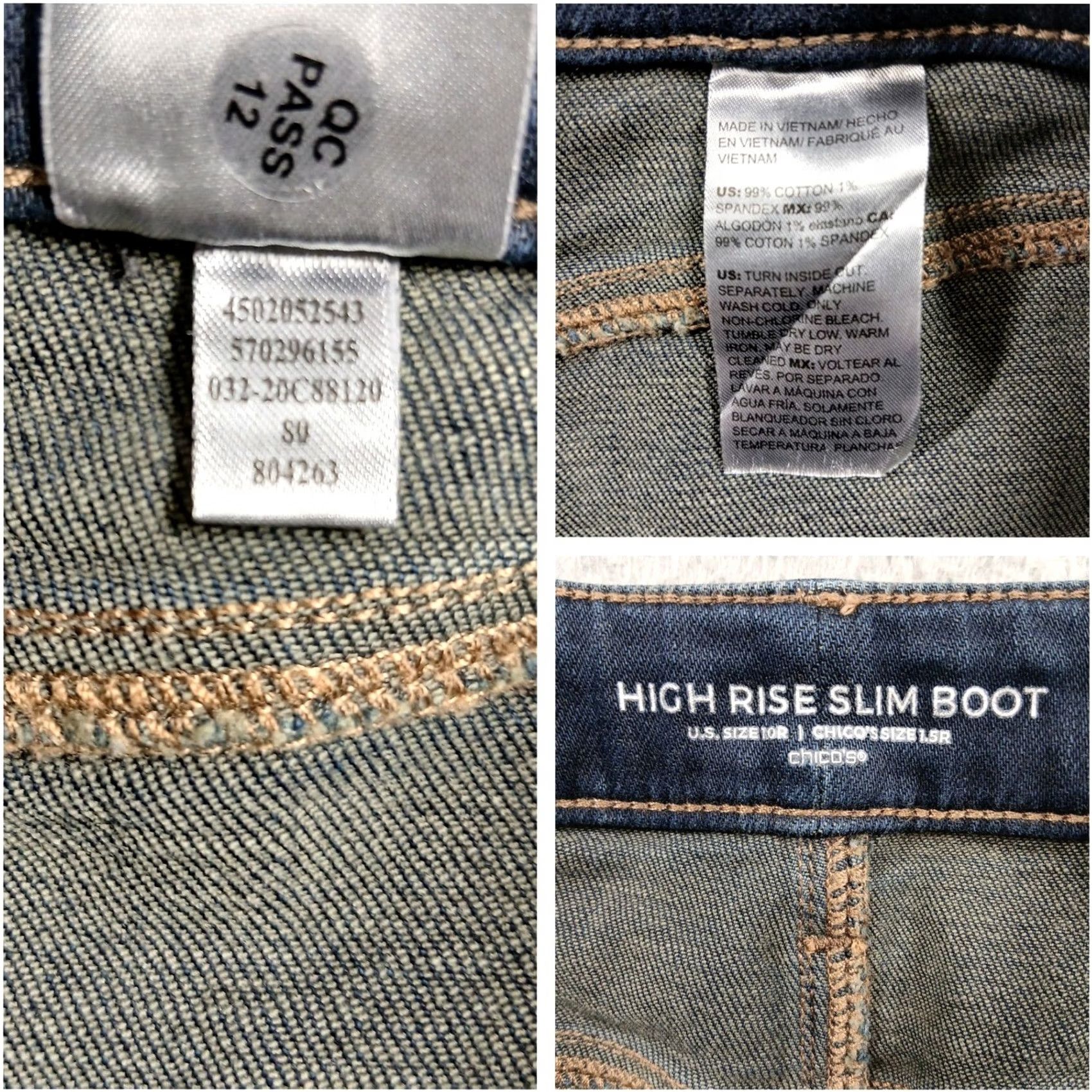 Vintage Chico's High Rise Slim Bootcut Jeans Size 1.5R Blue Denim Size 29" - 4 Thumbnail