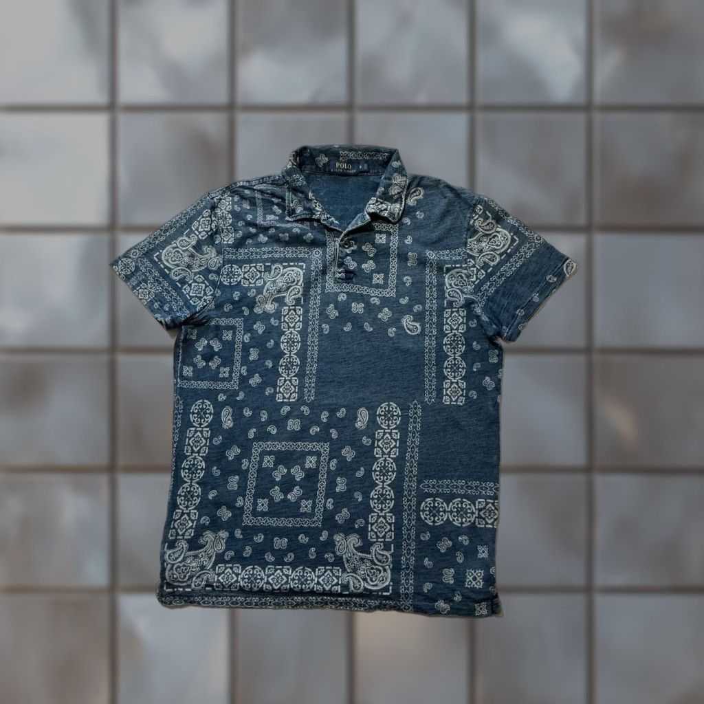 Polo Ralph Lauren Polo Ralph Lauren Polo Shirt Bandana Paisley Indigo Blue All Over Print S/S Sz.S Mens Size US S / EU 44-46 / 1 - 1 Thumbnail