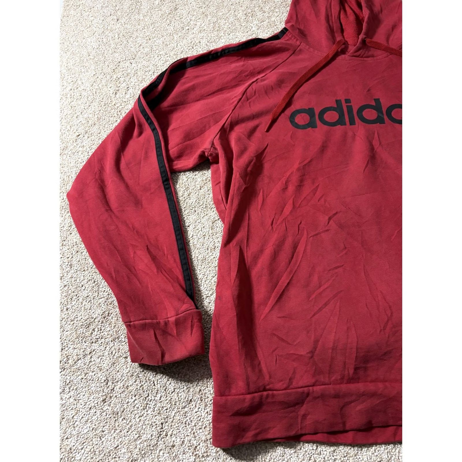 Adidas Adidas Hoodie Mens Large Red 3-Stripes Fleece Pullover Logo Sweatshirt Athletic Size US L / EU 52-54 / 3 - 3 Thumbnail